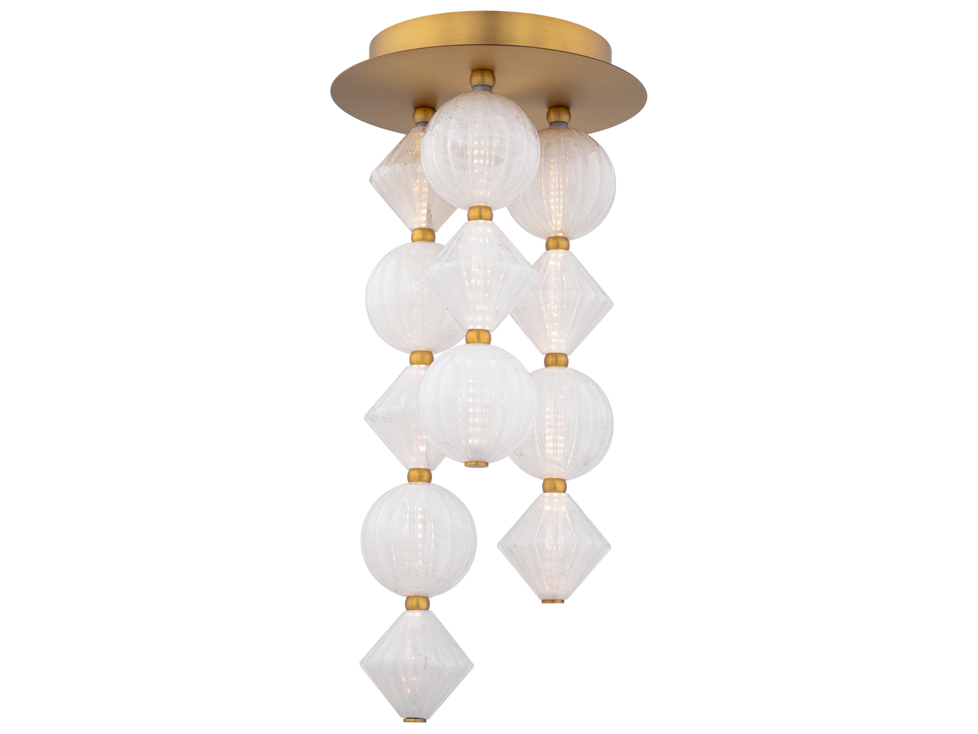 Modern Forms Pearla 12-Light Aged Brass Geometric Semi Flush Mount