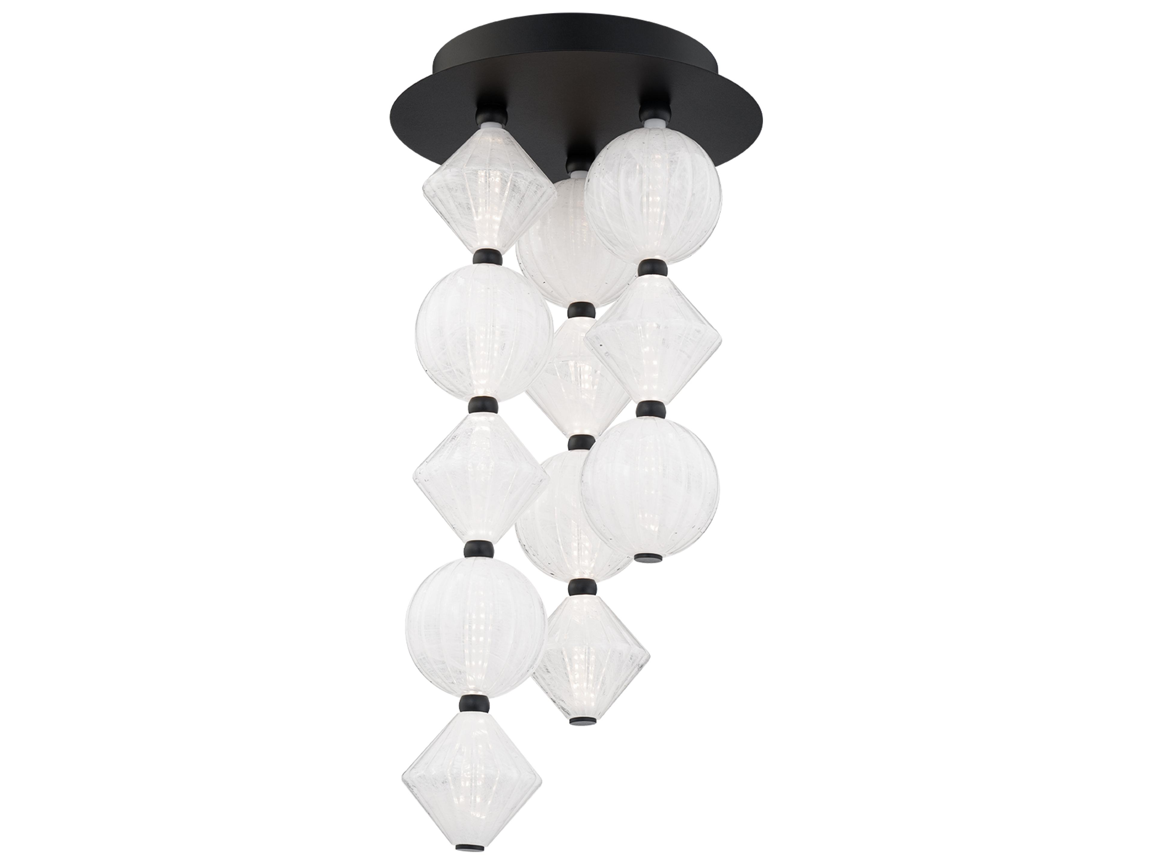 Modern Forms Pearla 12-Light Black Geometric Semi Flush Mount