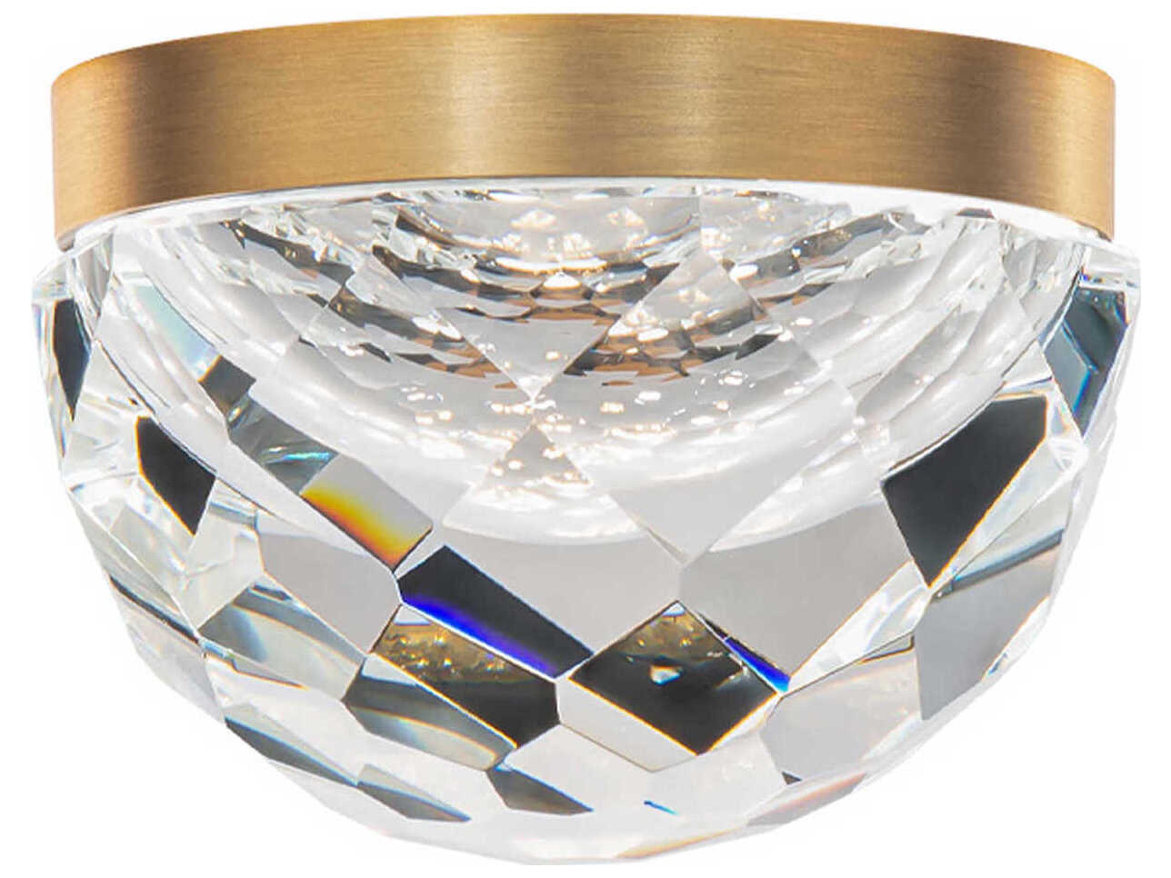 Modern Forms Cascade 1-Light Aged Brass Crystal LED Dome Flush Mount