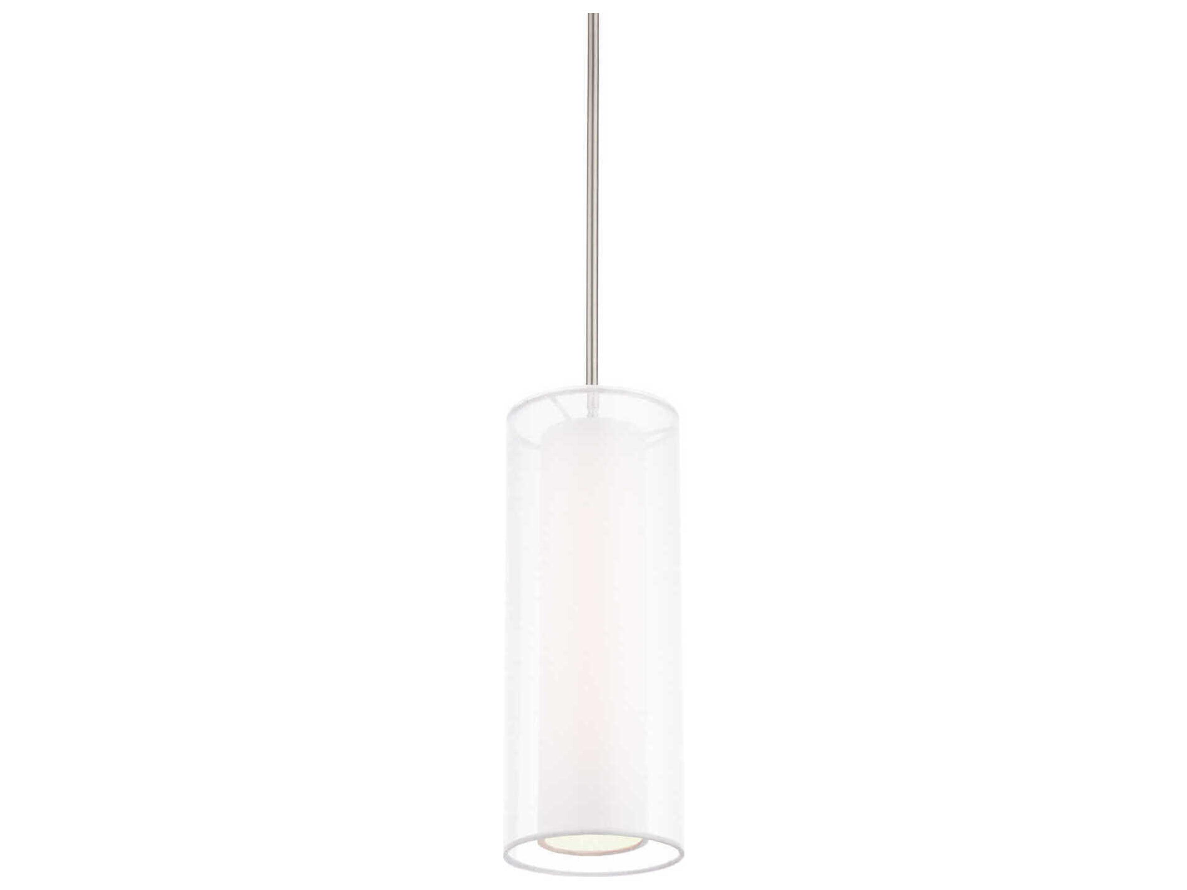 Modern Forms Metropolis 1-Light Brushed Nickel Glass LED Cylinder Mini Pendant
