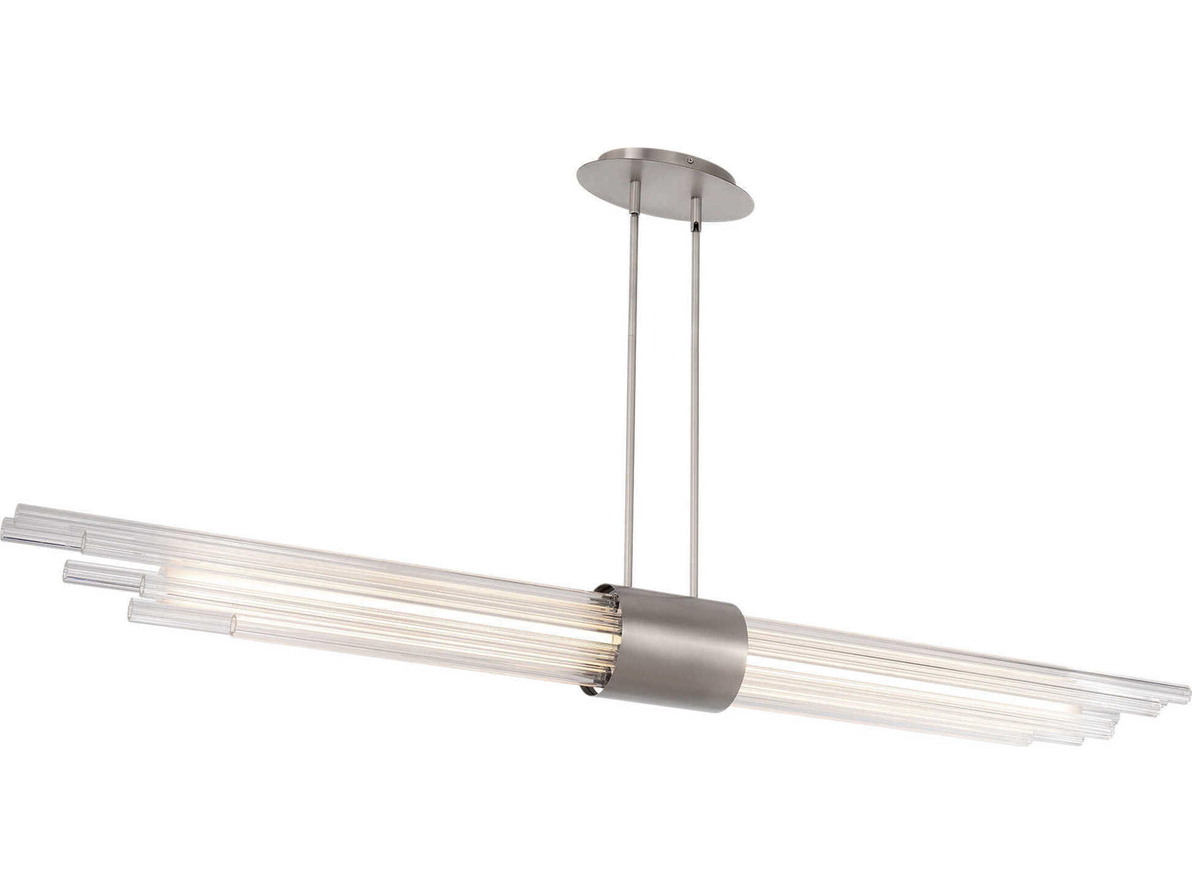 Modern Forms Luzerne 1-Light Brushed Nickel Glass LED Cylinder Linear Island Pendant