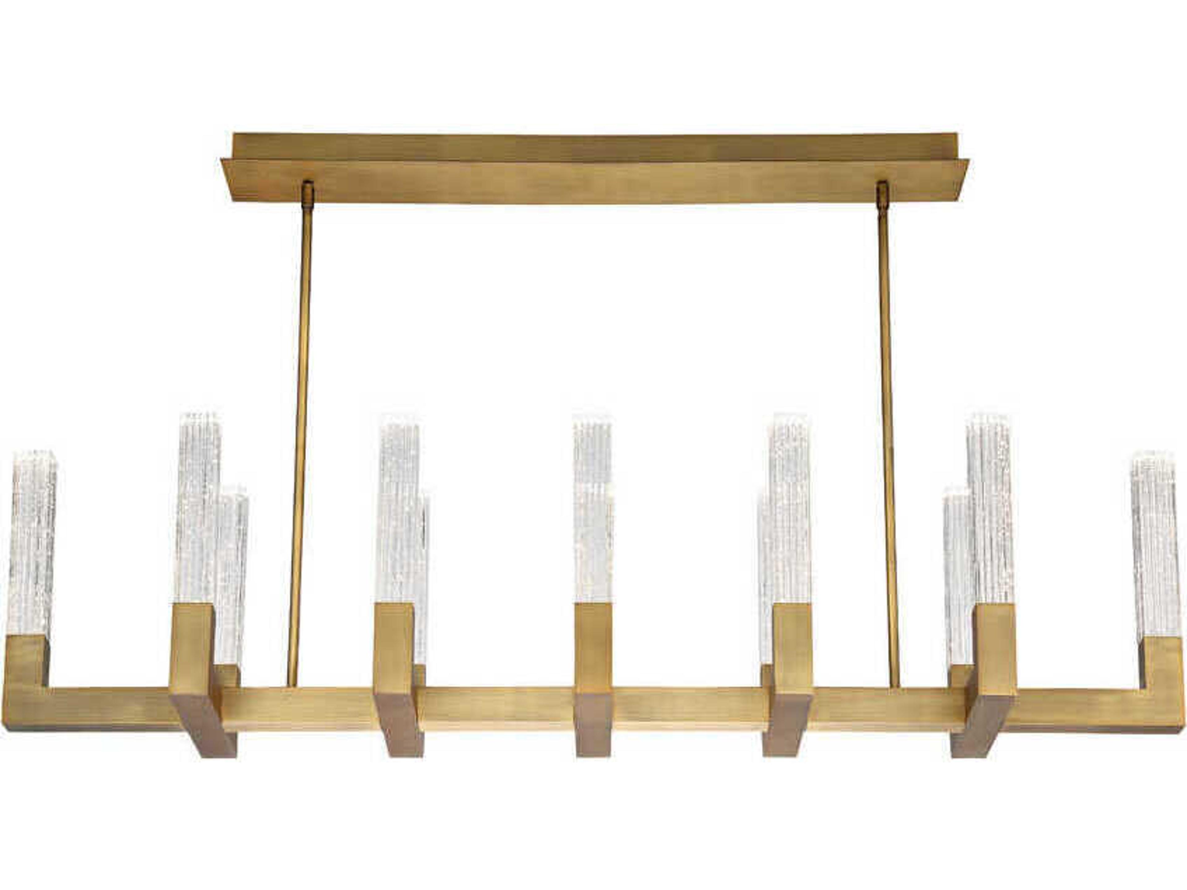 Modern Forms Cinema 12-Light Aged Brass Crystal LED Linear Island Pendant