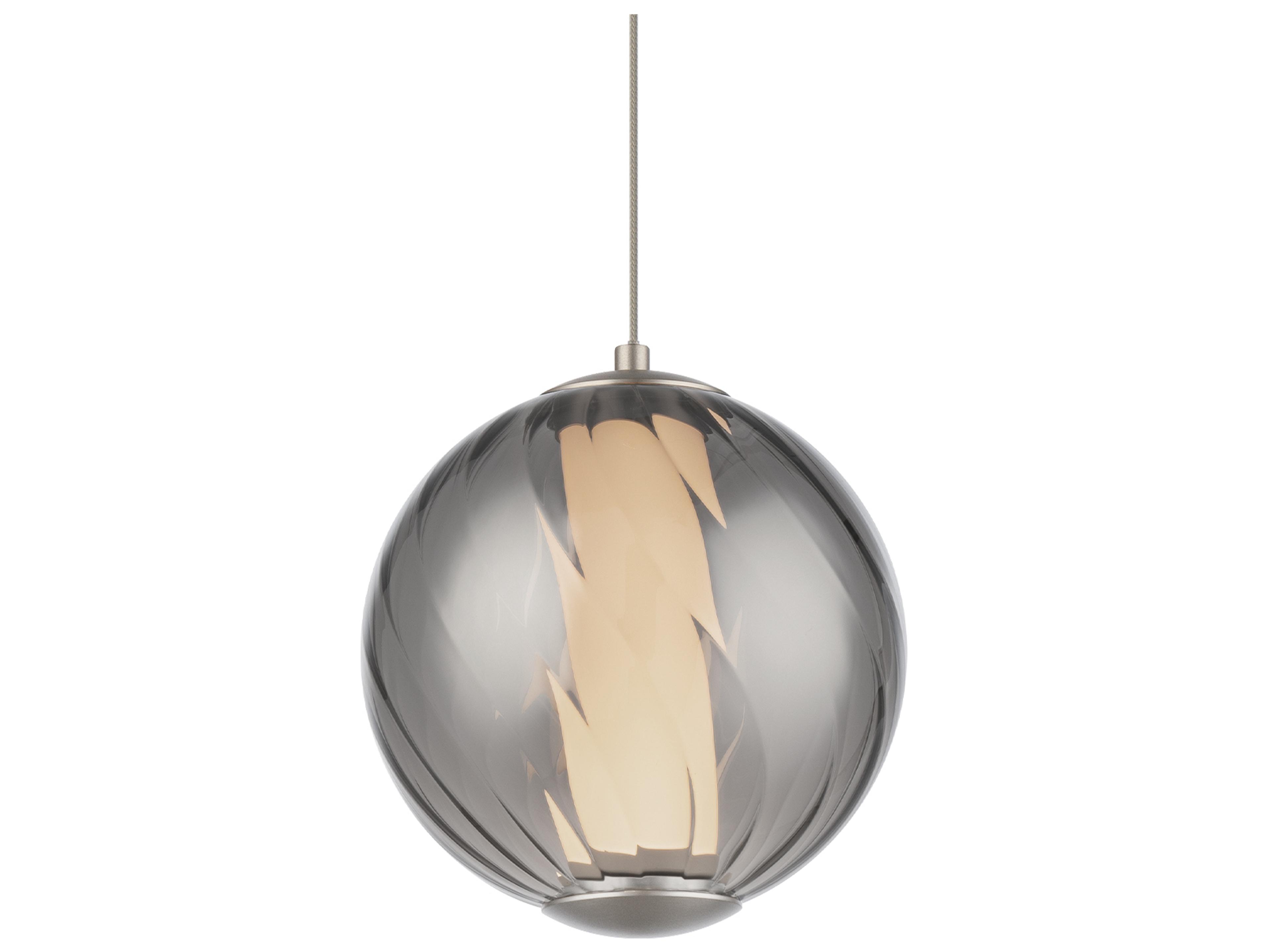 Modern Forms Swirly 1-Light Smoke Glass Brushed Nickel Globe Mini Pendant