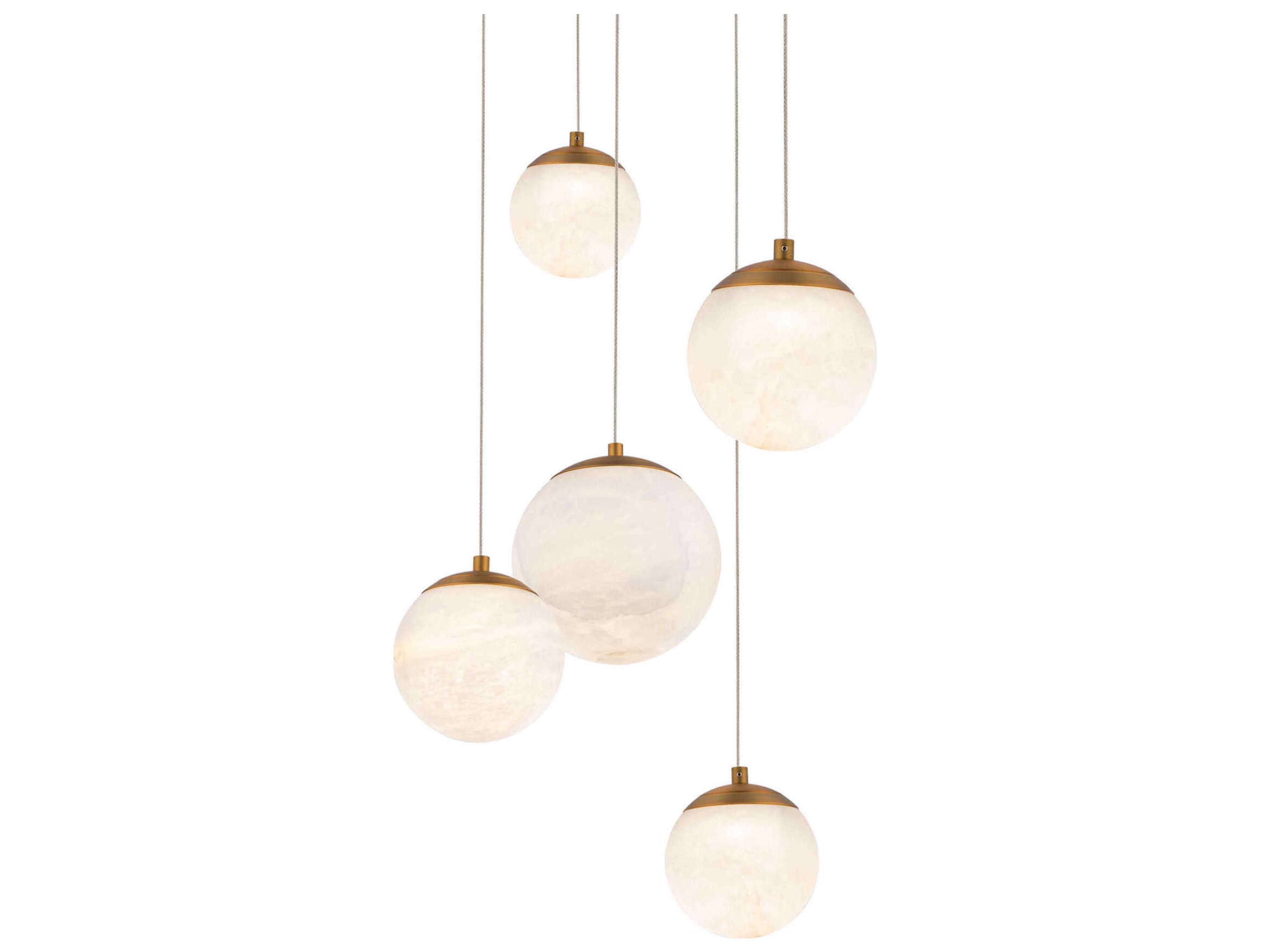 Modern Forms Pisces 5-Light Aged Brass Globe Pendant