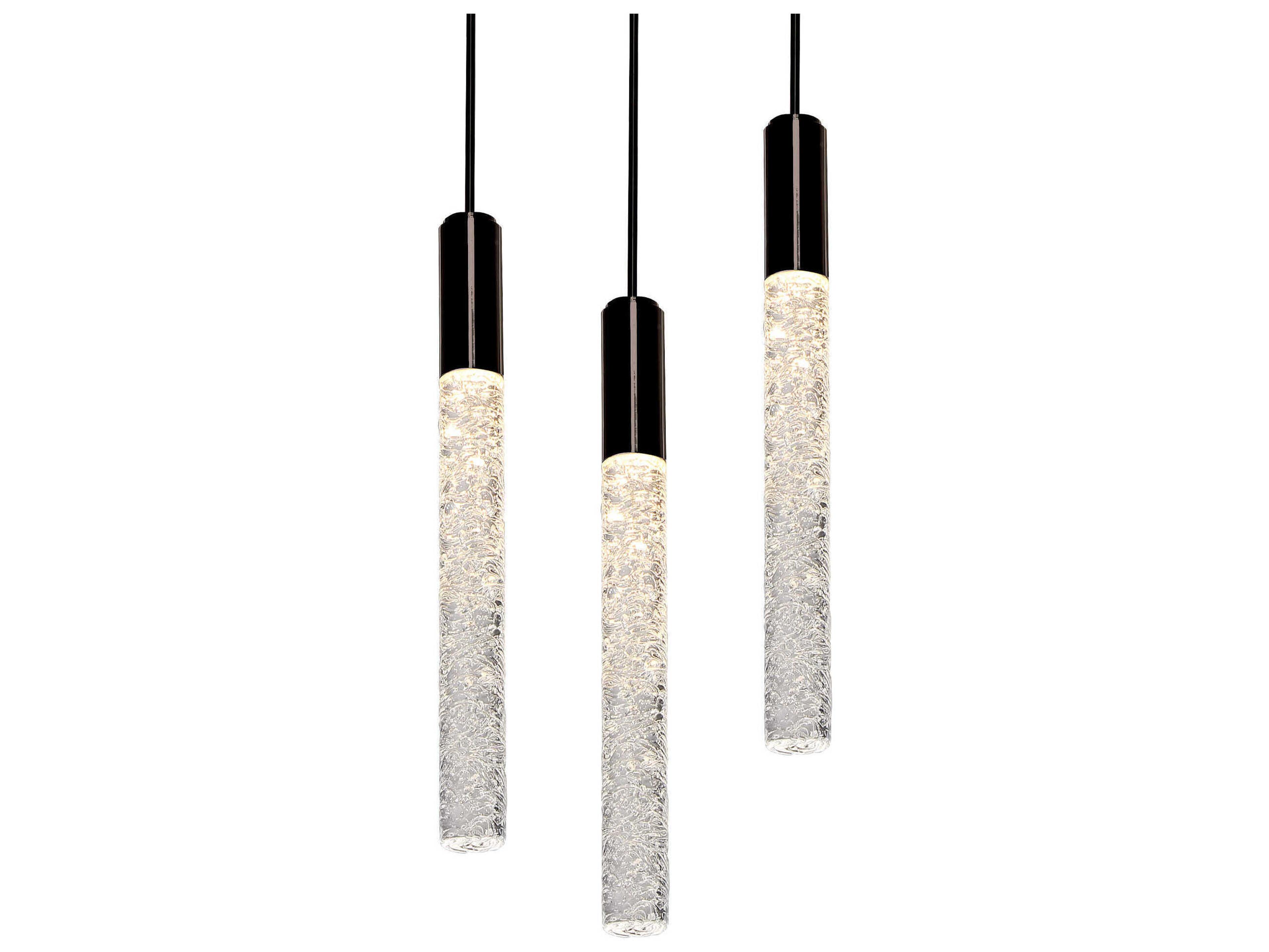 Modern Forms Magic 3-Light Black Crystal LED Cylinder Mini Pendant