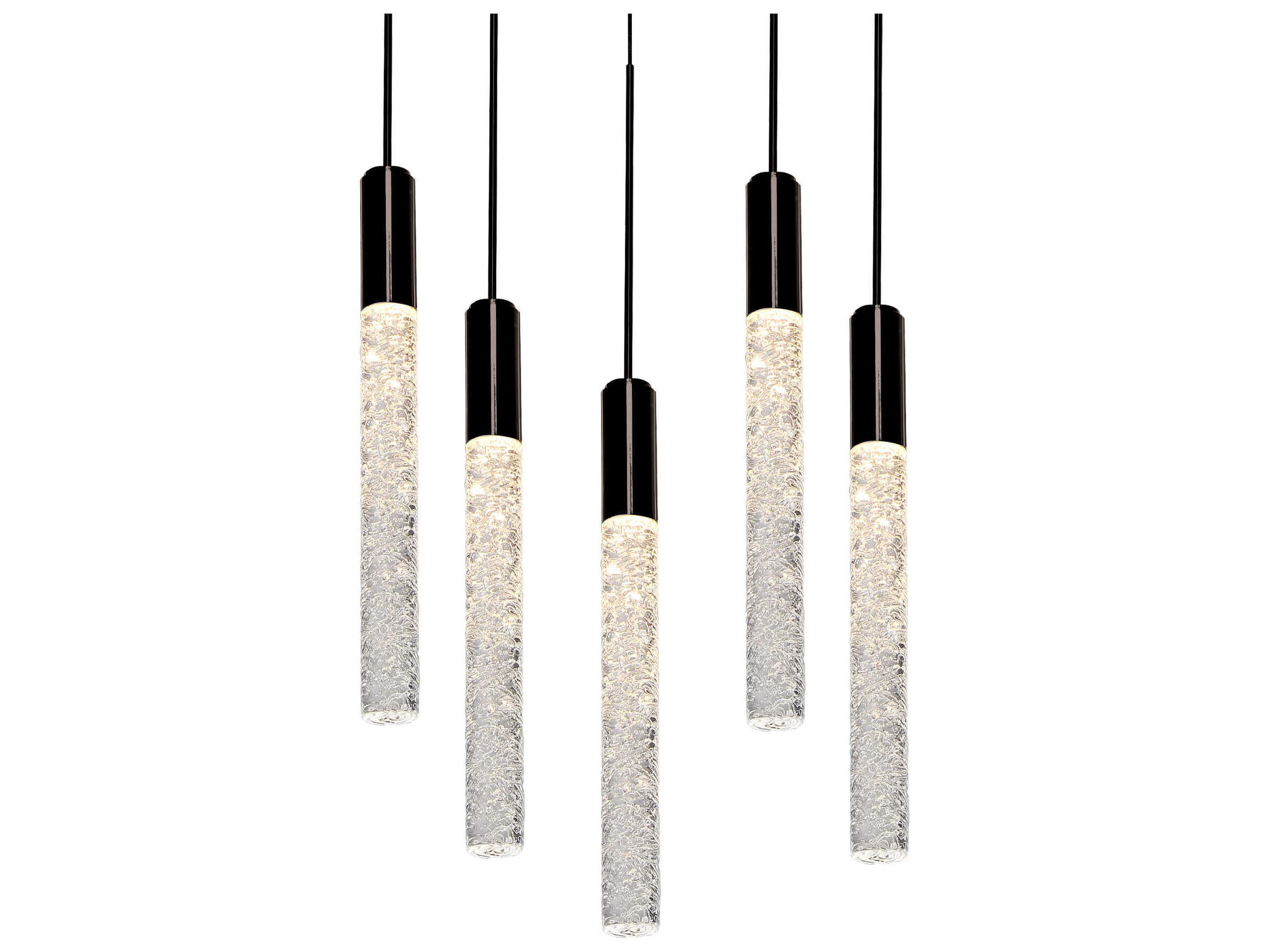 Modern Forms Magic 5-Light Black Crystal LED Cylinder Pendant