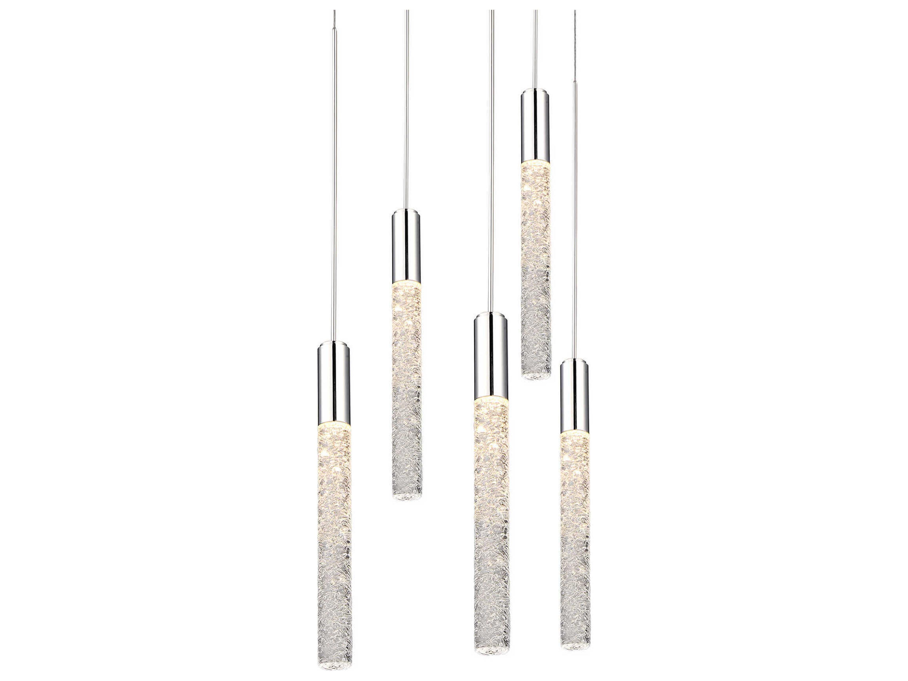 Modern Forms Magic 5-Light Polished Nickel Crystal LED Cylinder Pendant