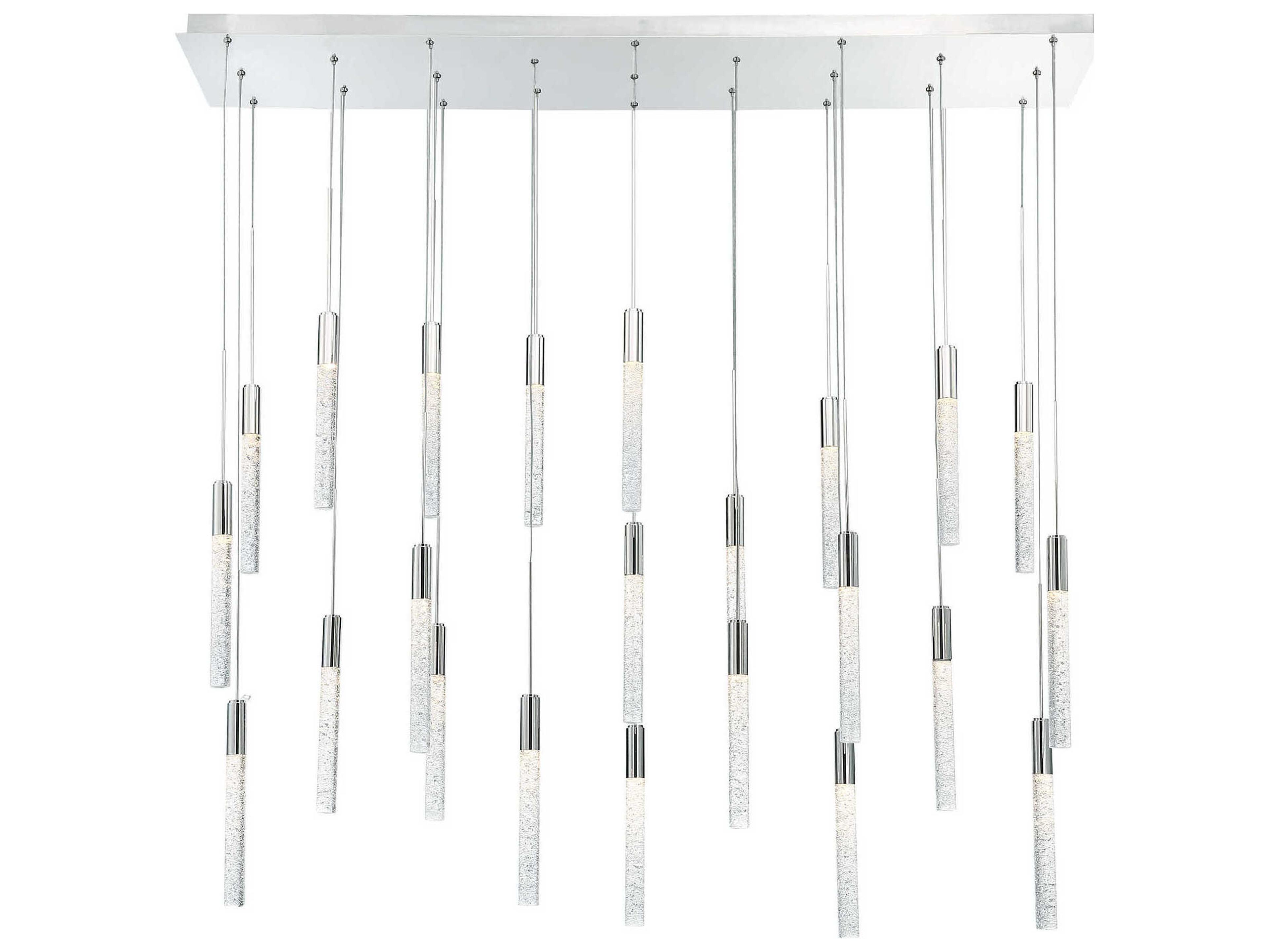 Modern Forms Magic 23-Light Polished Nickel Crystal LED Cylinder Linear Island Pendant