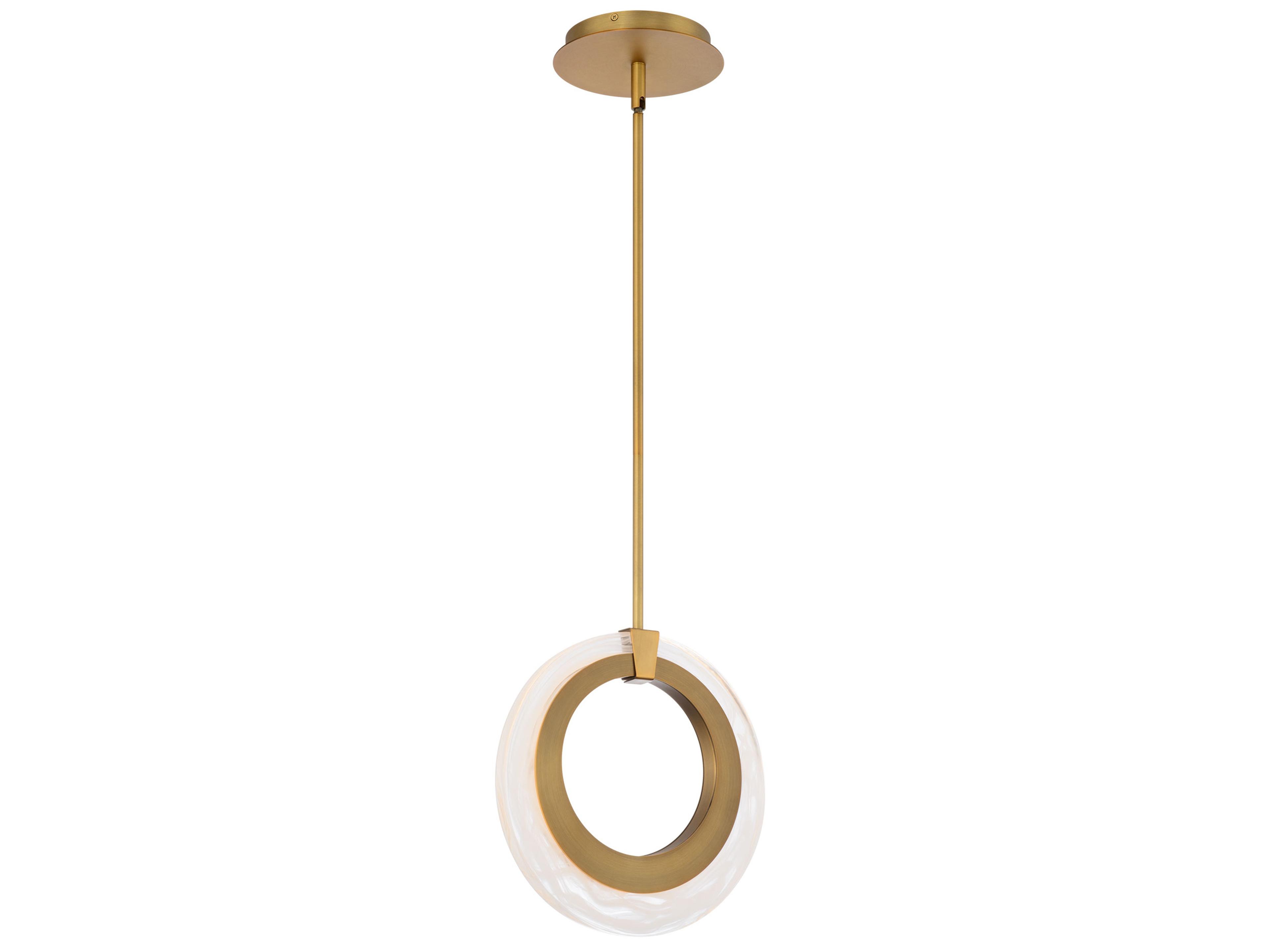Modern Forms Serenity 1-Light Aged Brass Glass LED Round Mini Pendant