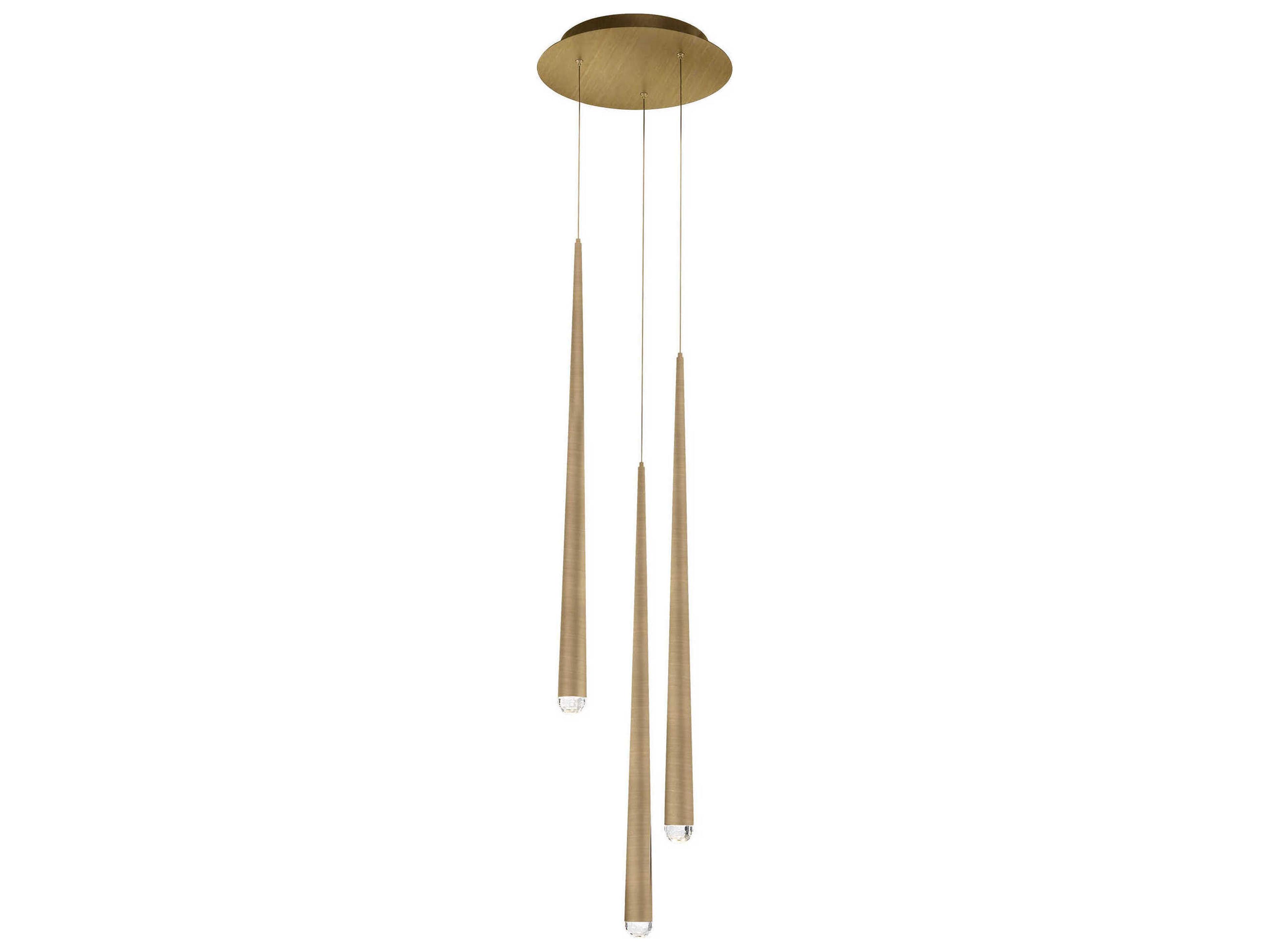 Modern Forms Cascade 3-Light Aged Brass Crystal LED Mini Pendant