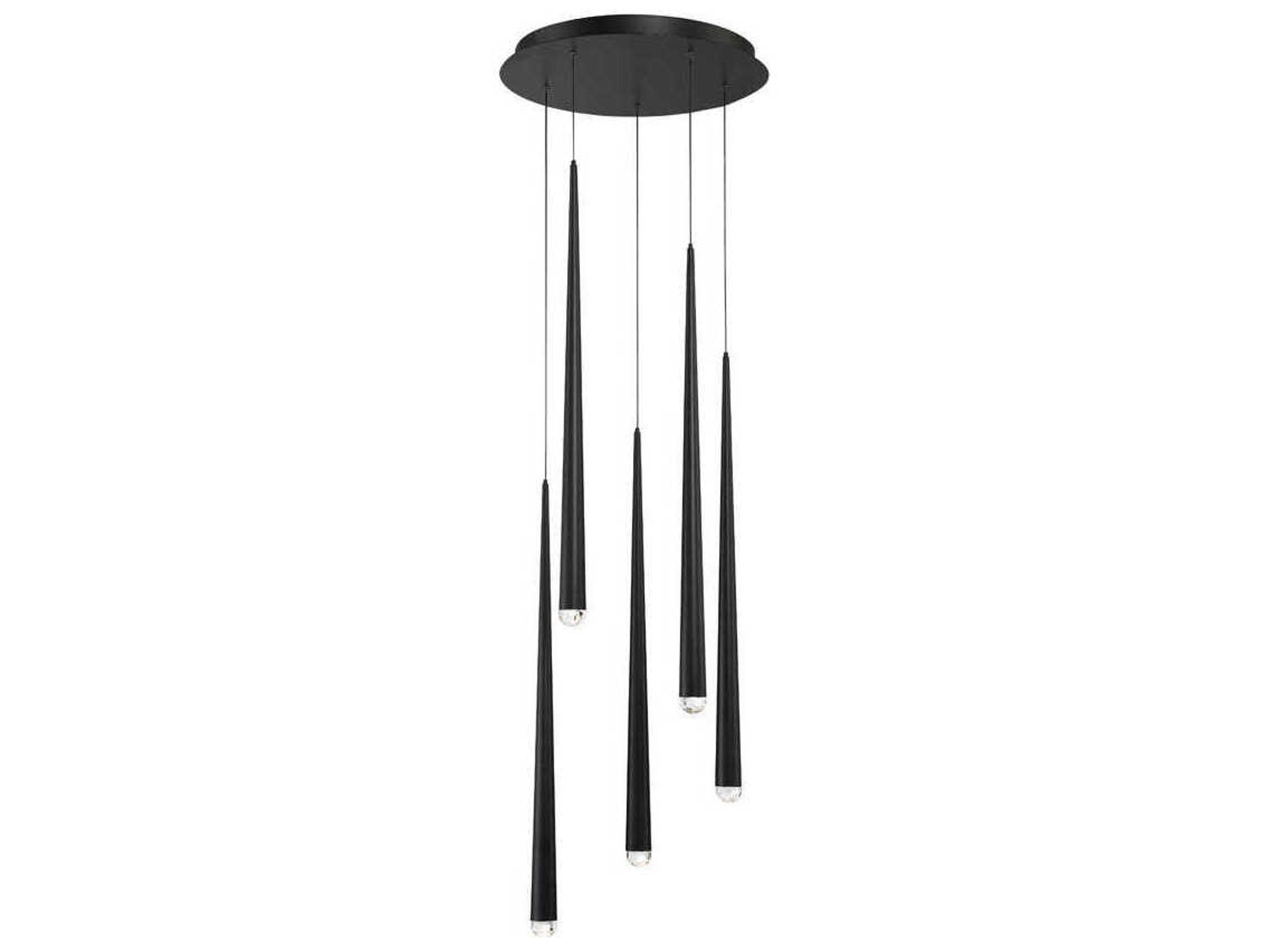 Modern Forms Cascade 5-Light Black Crystal LED Pendant