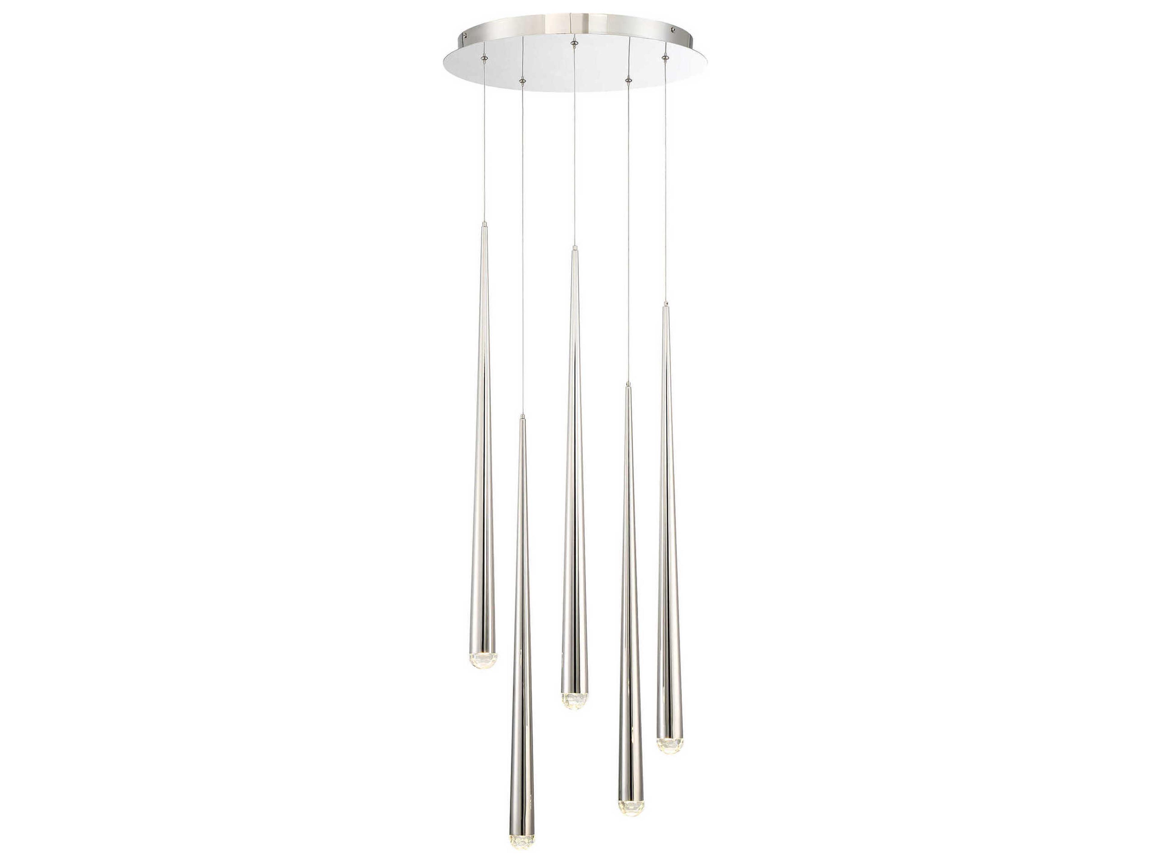 Modern Forms Cascade 5-Light Polished Nickel Crystal LED Pendant
