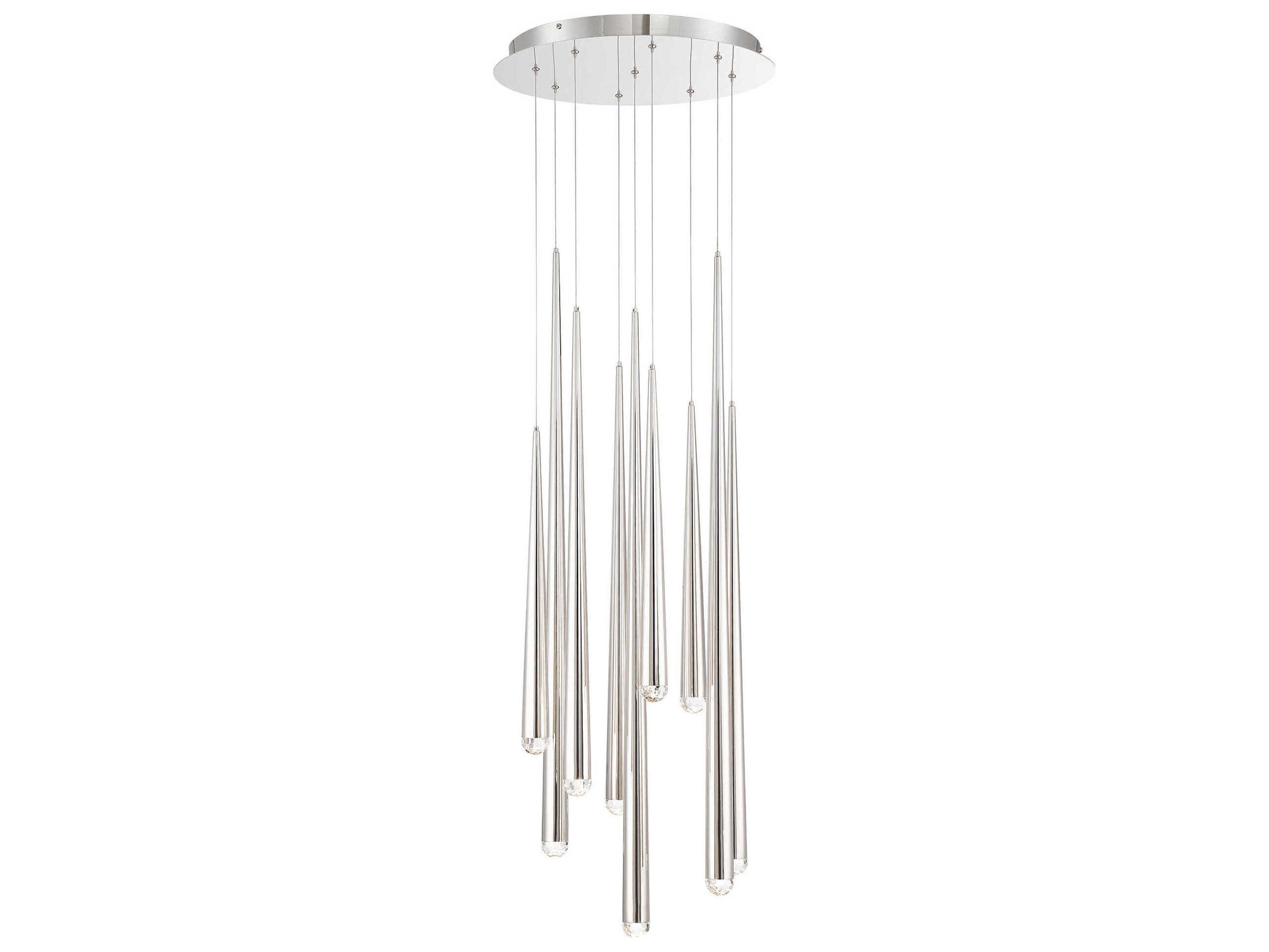 Modern Forms Cascade 9-Light Polished Nickel Crystal LED Pendant