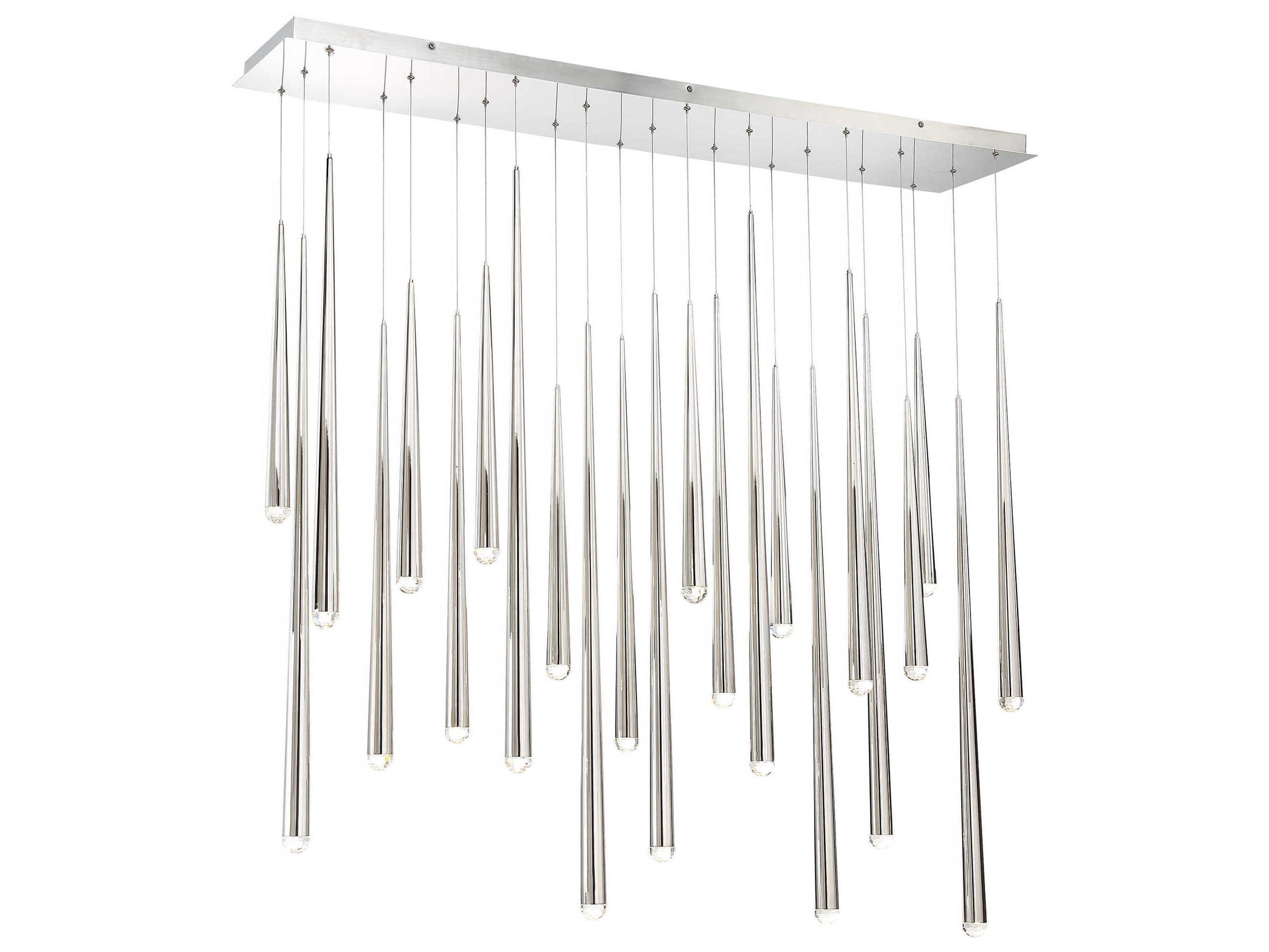 Modern Forms Cascade 23-Light Polished Nickel Crystal LED Linear Island Pendant