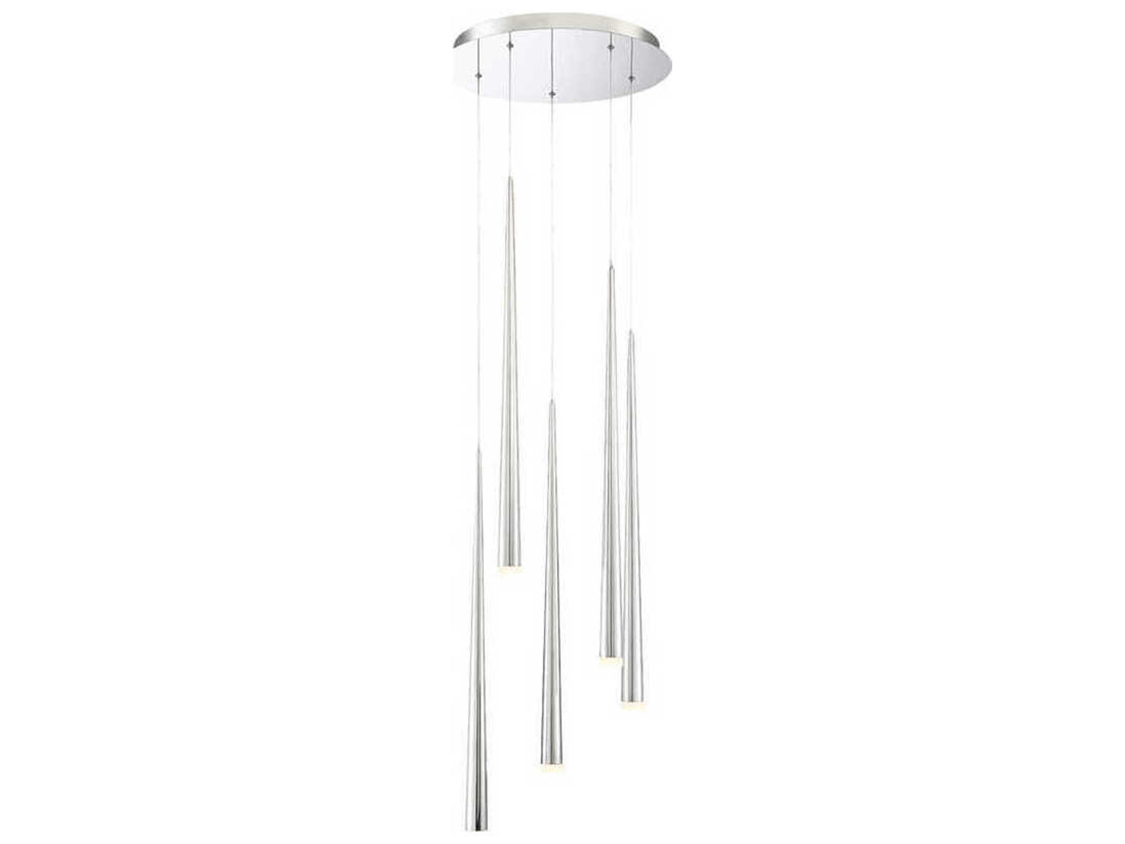 Modern Forms Cascade 5-Light Polished Nickel Glass LED Pendant