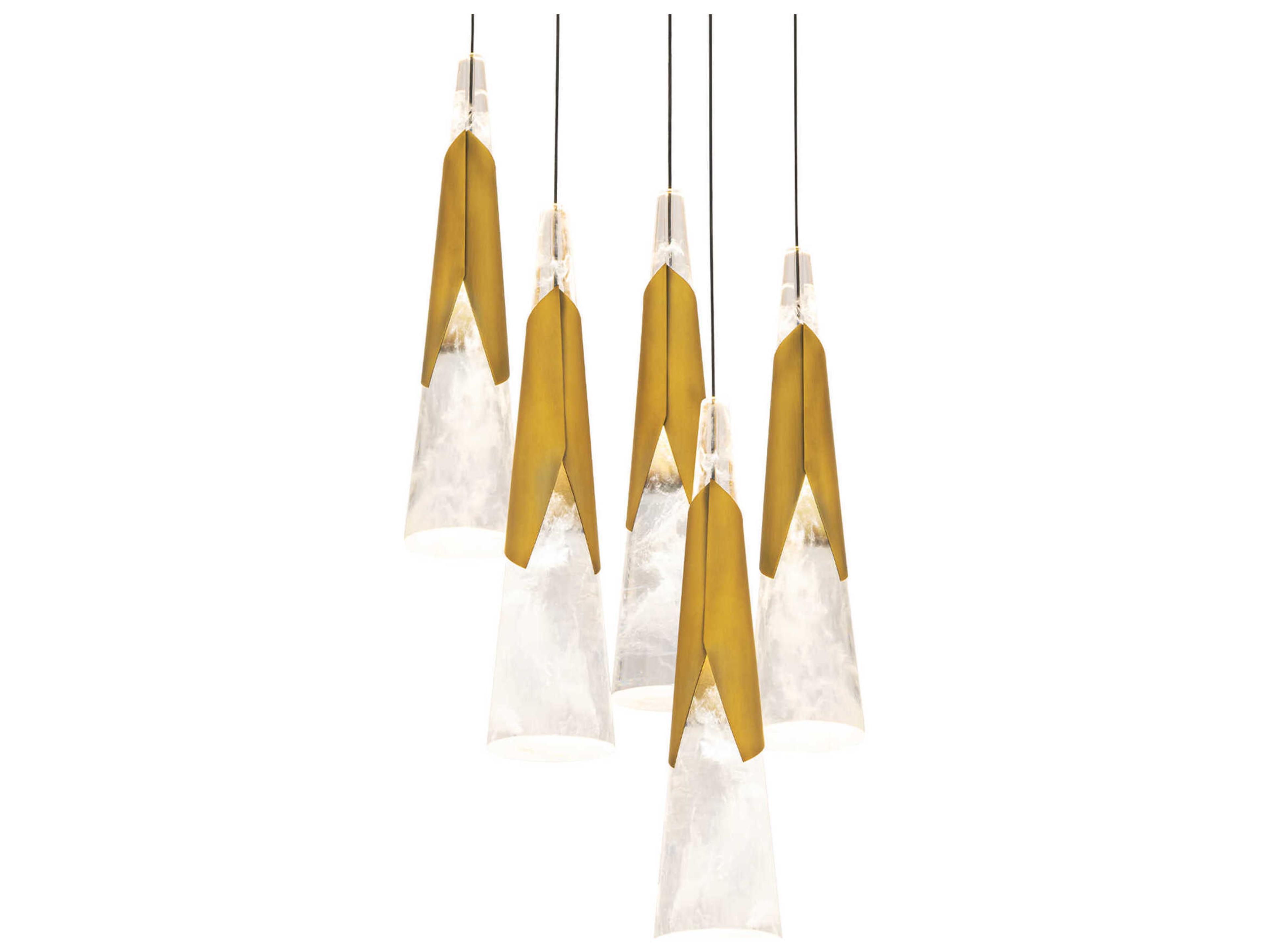 Modern Forms Kilt 5-Light Aged Brass Pendant