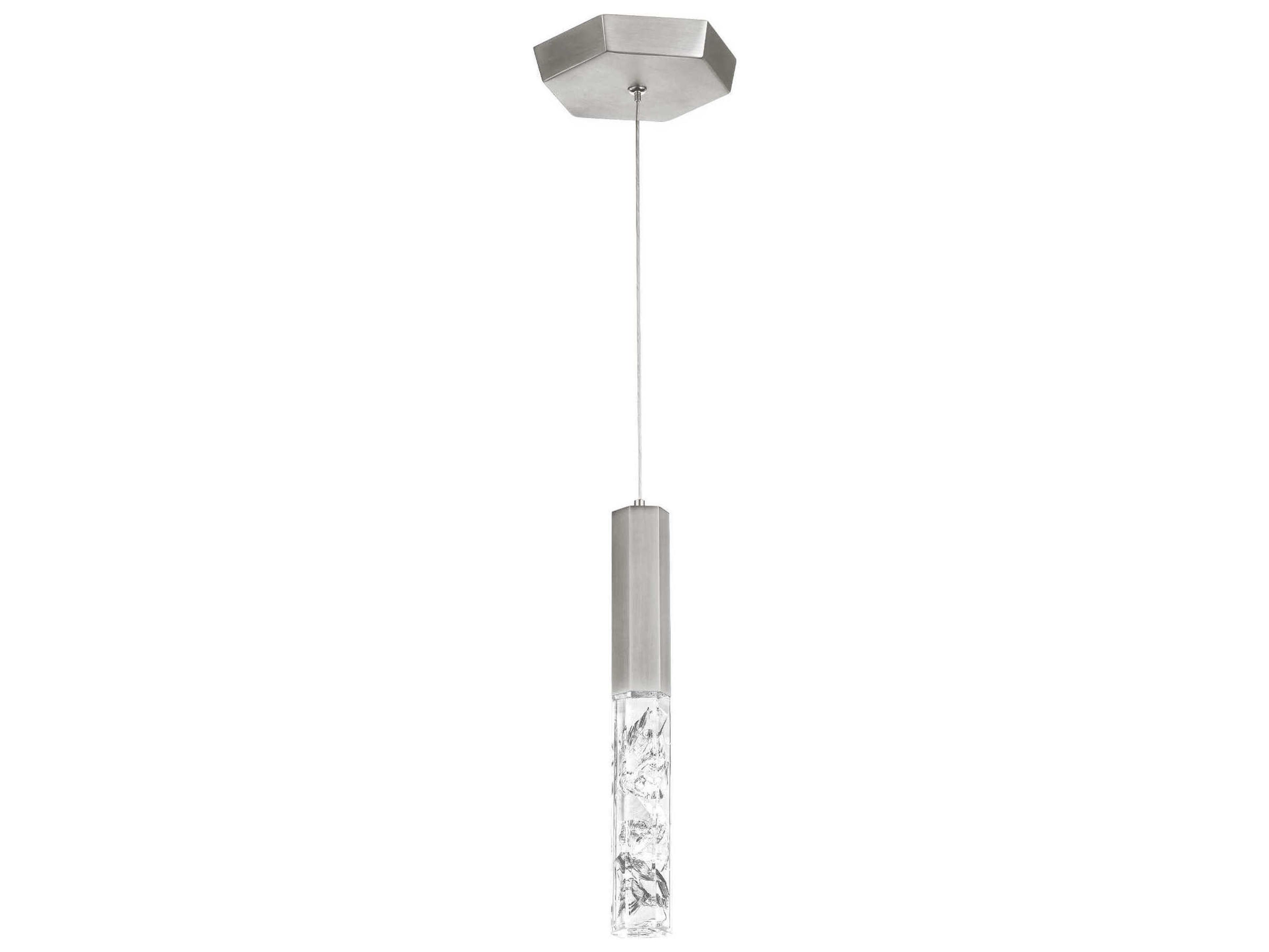 Modern Forms Basalt 1-Light Brushed Nickel Crystal LED Cylinder Mini Pendant