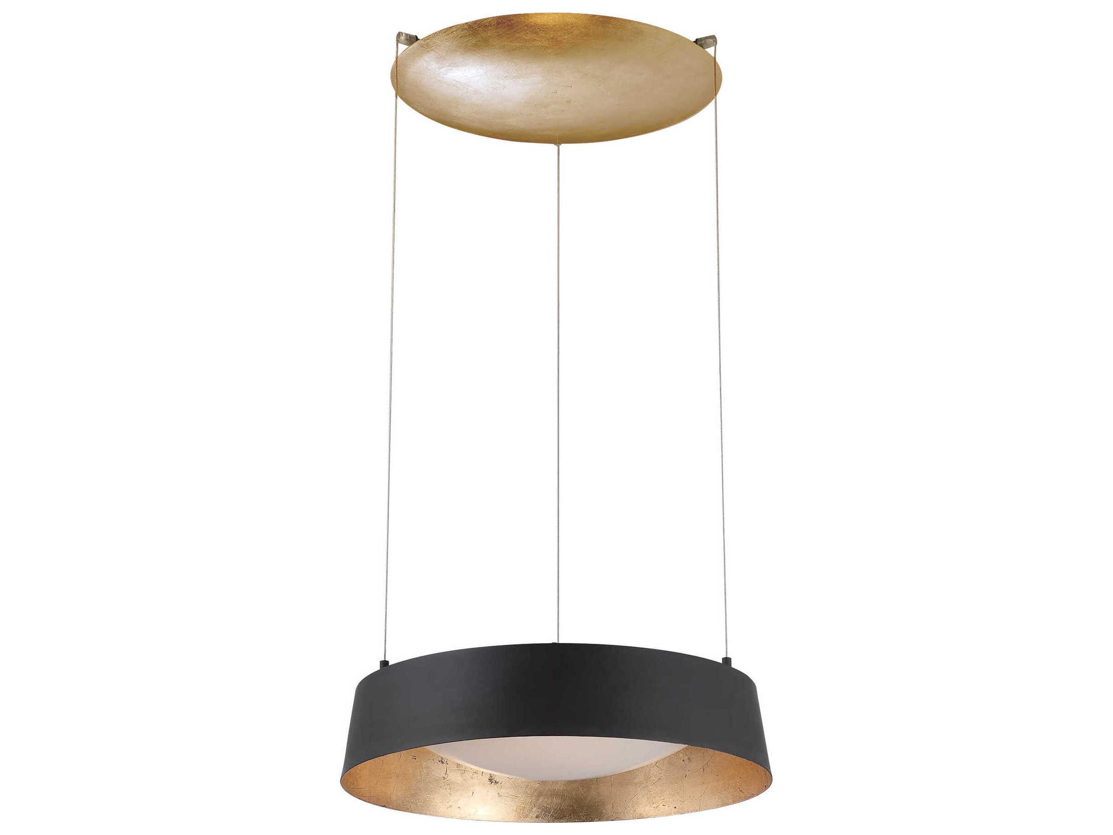 Modern Forms Gilt 1-Light Black Gold Leaf Glass LED Round Pendant