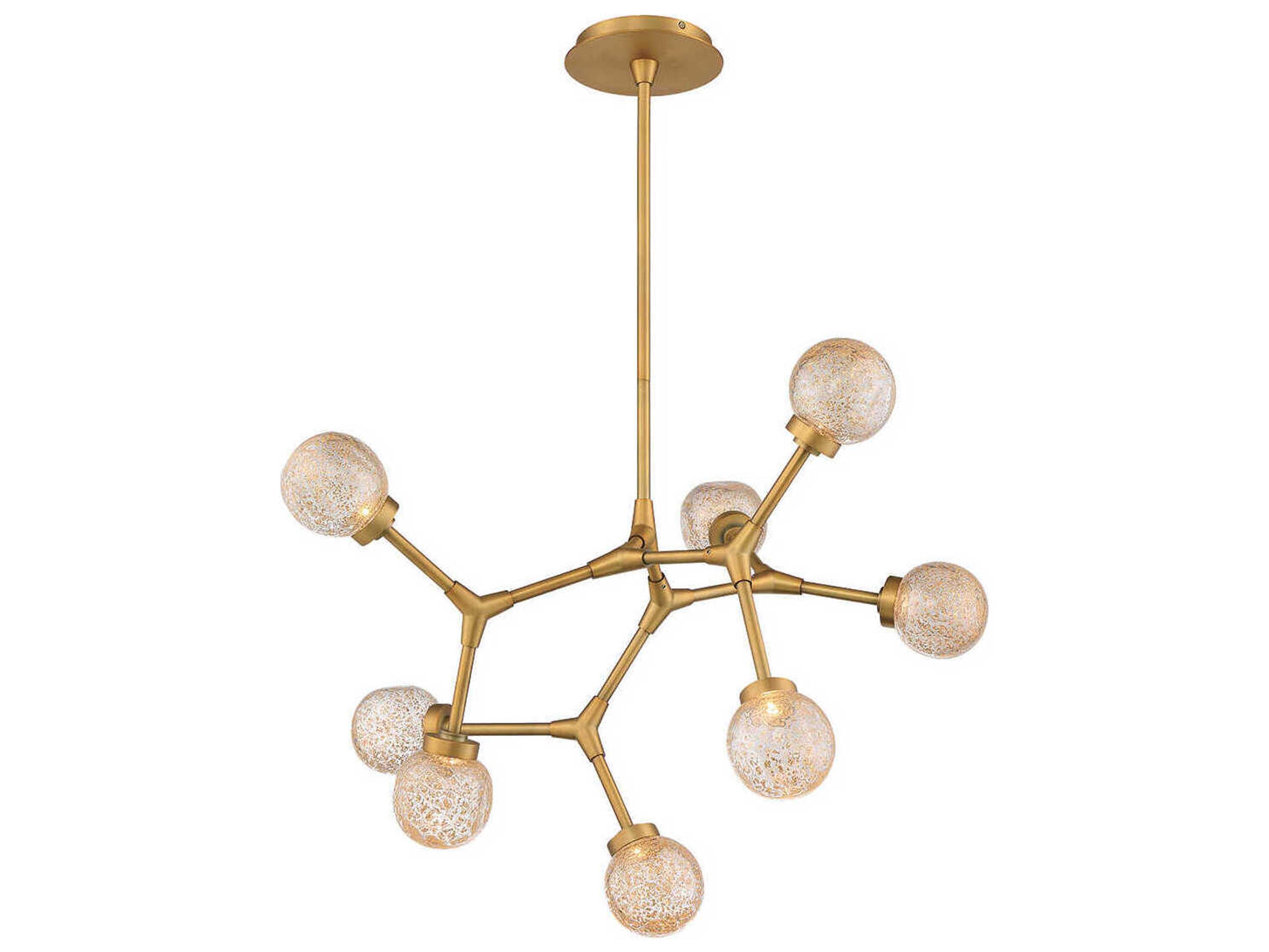 Modern Forms Catalyst 8-Light Aged Brass Glass LED Globe Chandelier