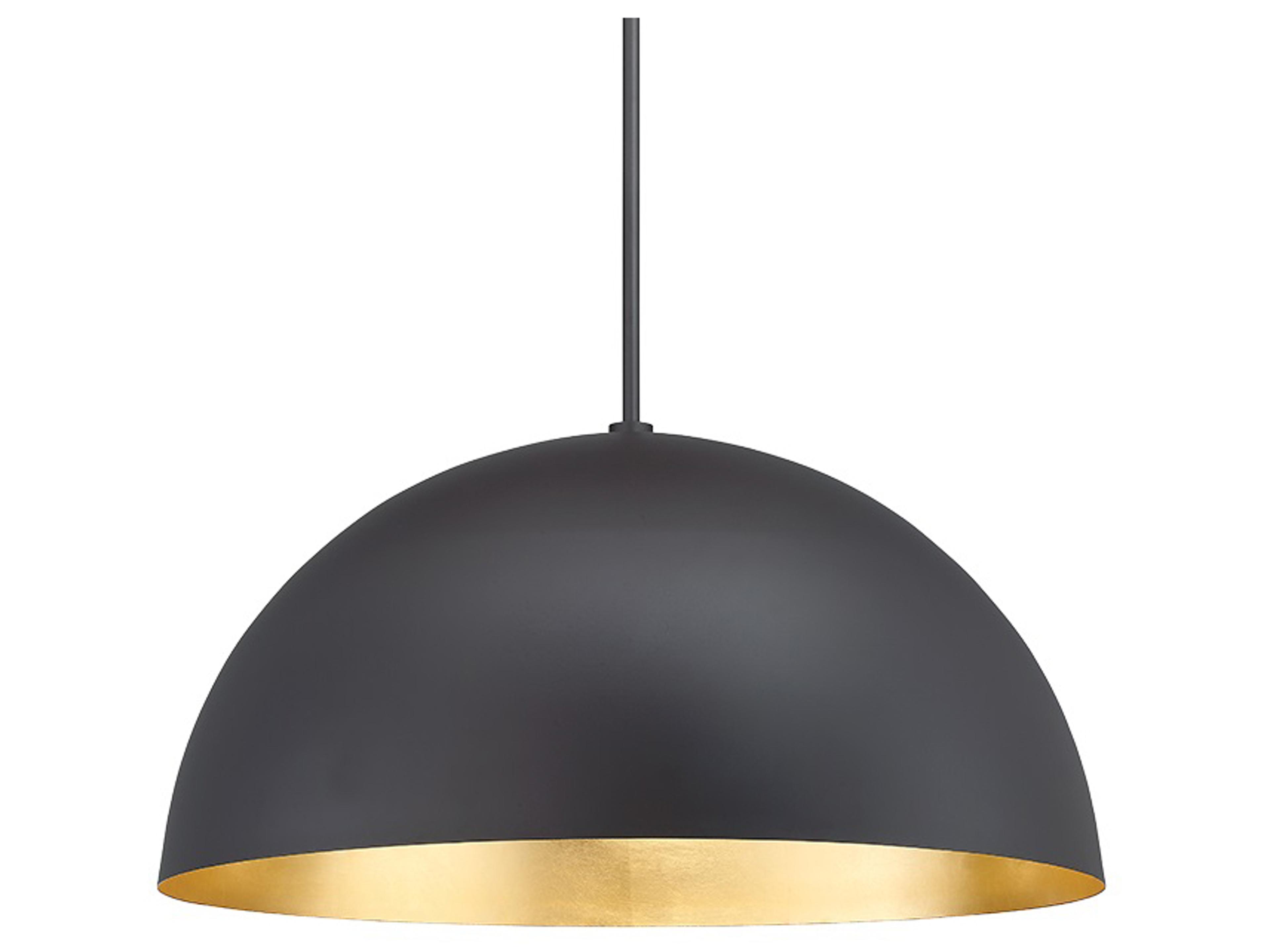 Modern Forms Yolo 1-Light Black Gold Leaf Glass LED Dome Pendant