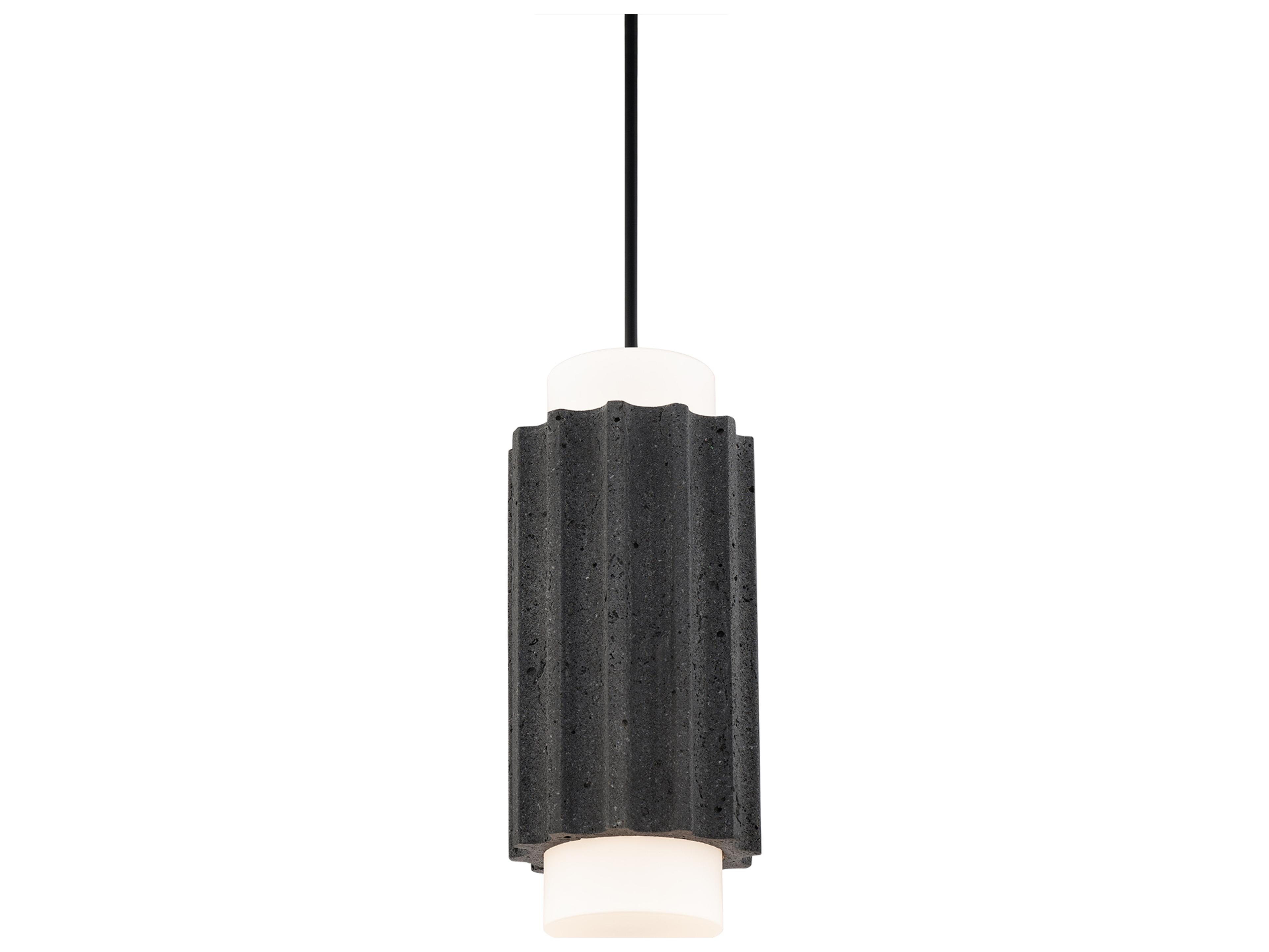 Modern Forms Caviar 1-Light Bassalt Stone Black Cylinder Mini Pendant