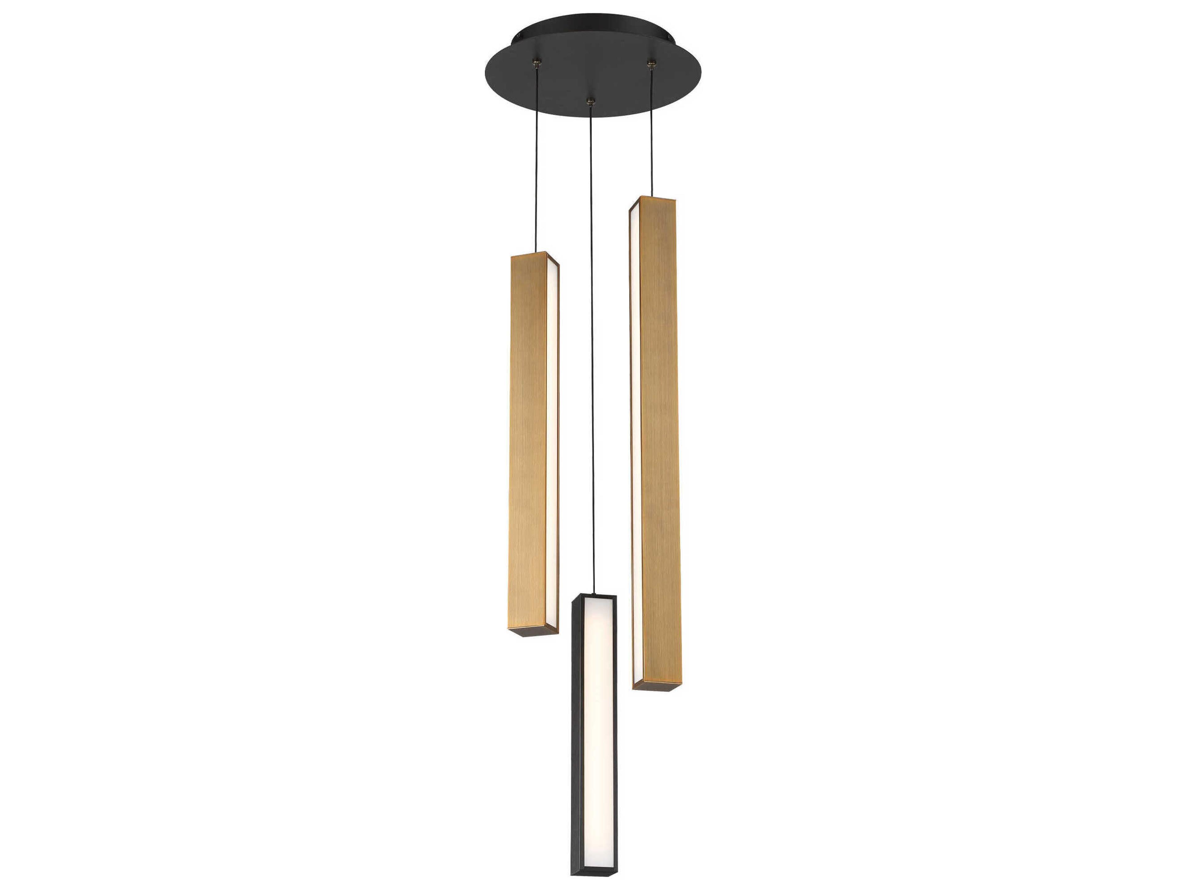 Modern Forms Chaos 3-Light Black Aged Brass LED Geometric Mini Pendant