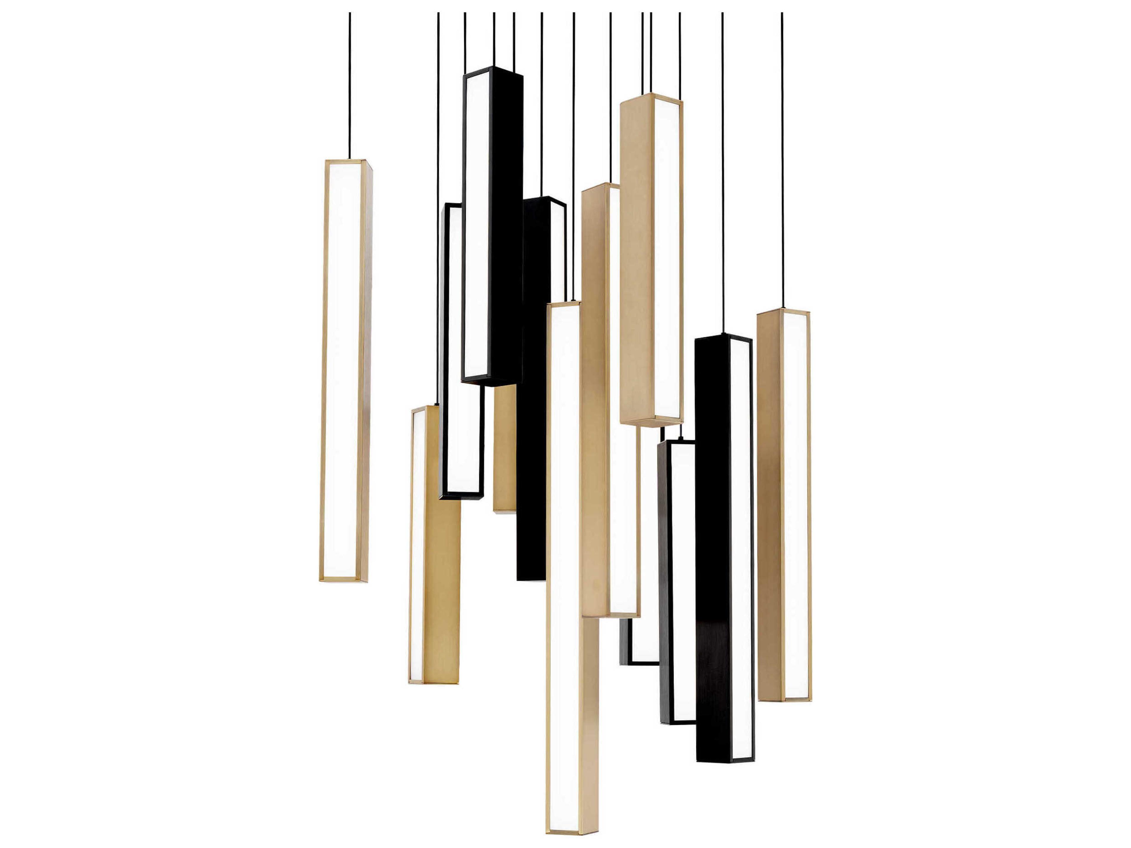Modern Forms Chaos 13-Light Black Aged Brass Geometric Linear Pendant