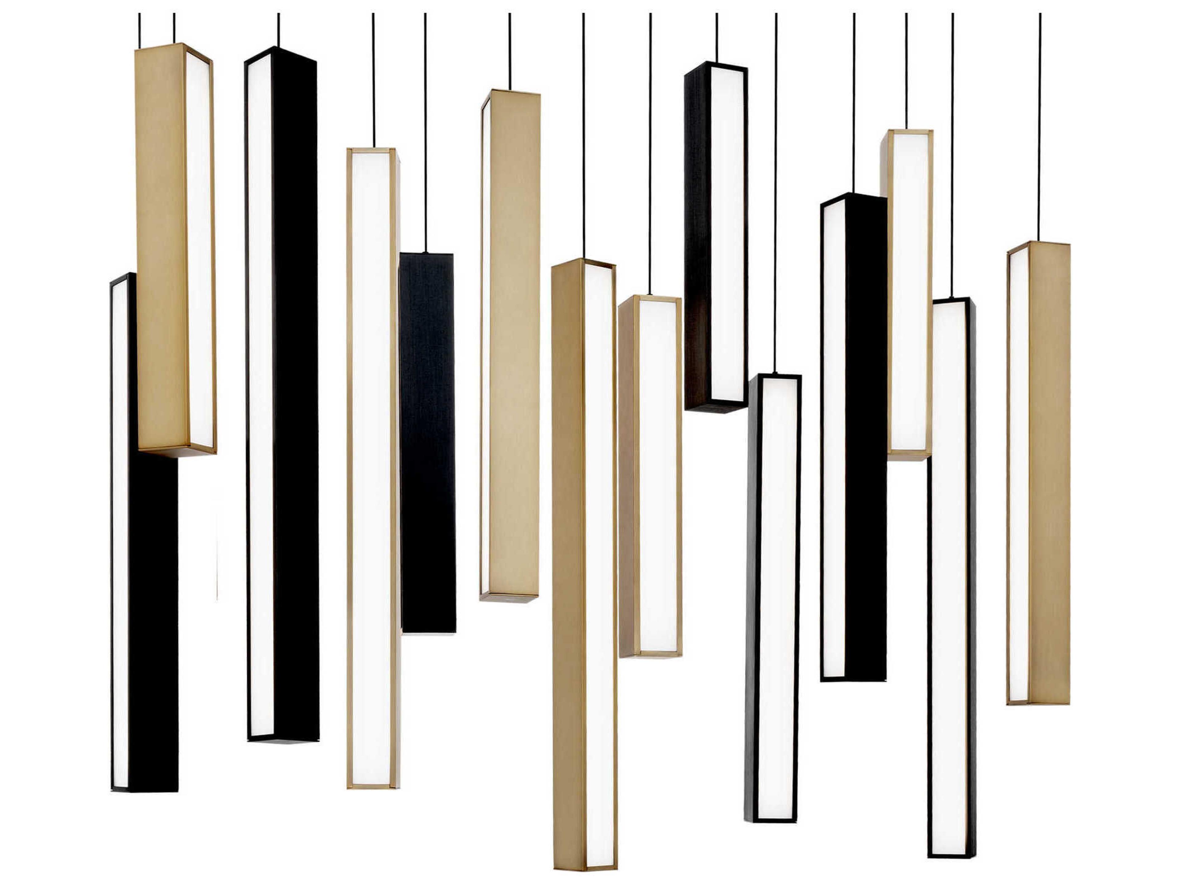 Modern Forms Chaos 14-Light Black Aged Brass Geometric Linear Island Pendant