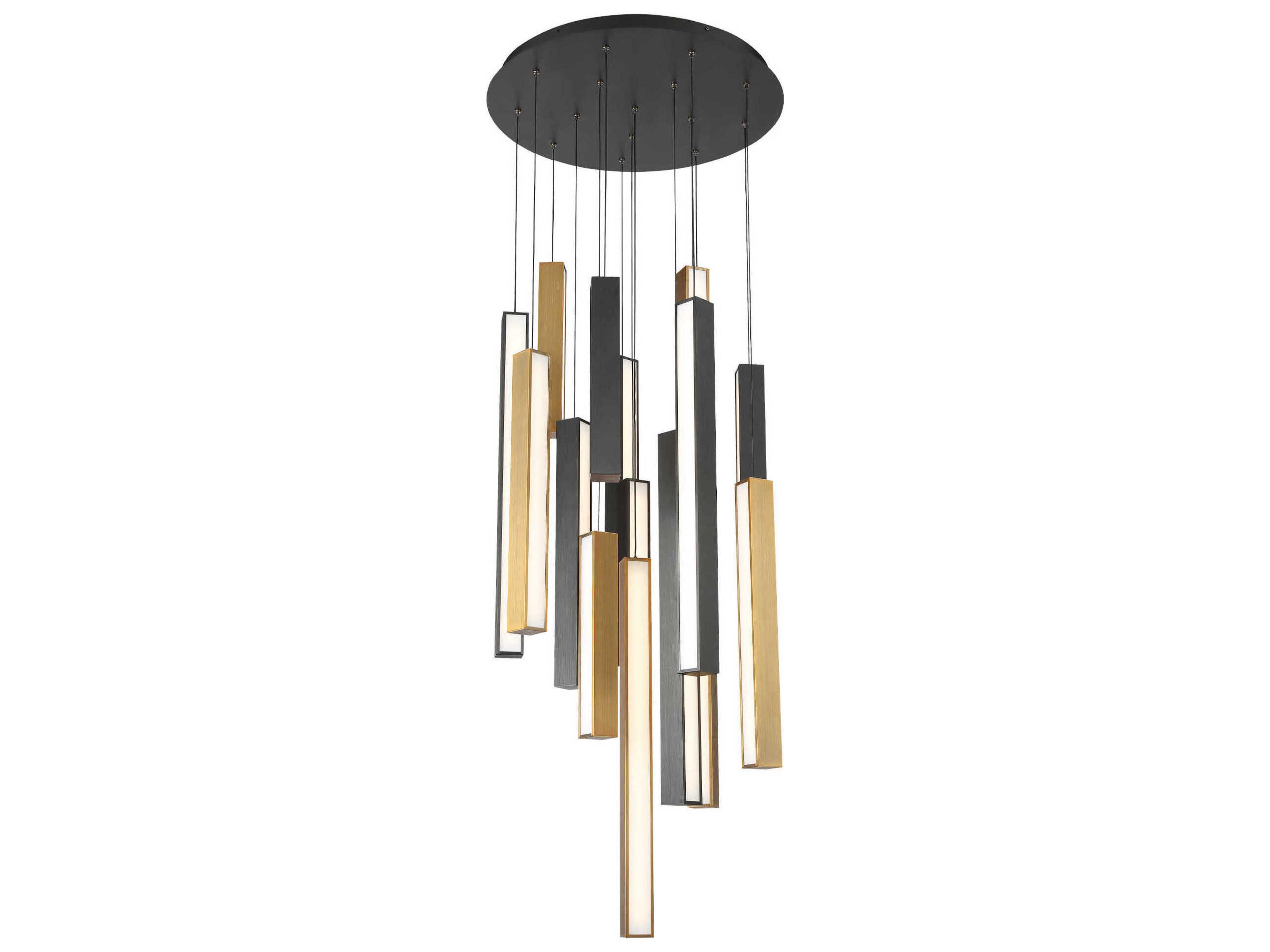 Modern Forms Chaos 15-Light Black Aged Brass LED Geometric Pendant