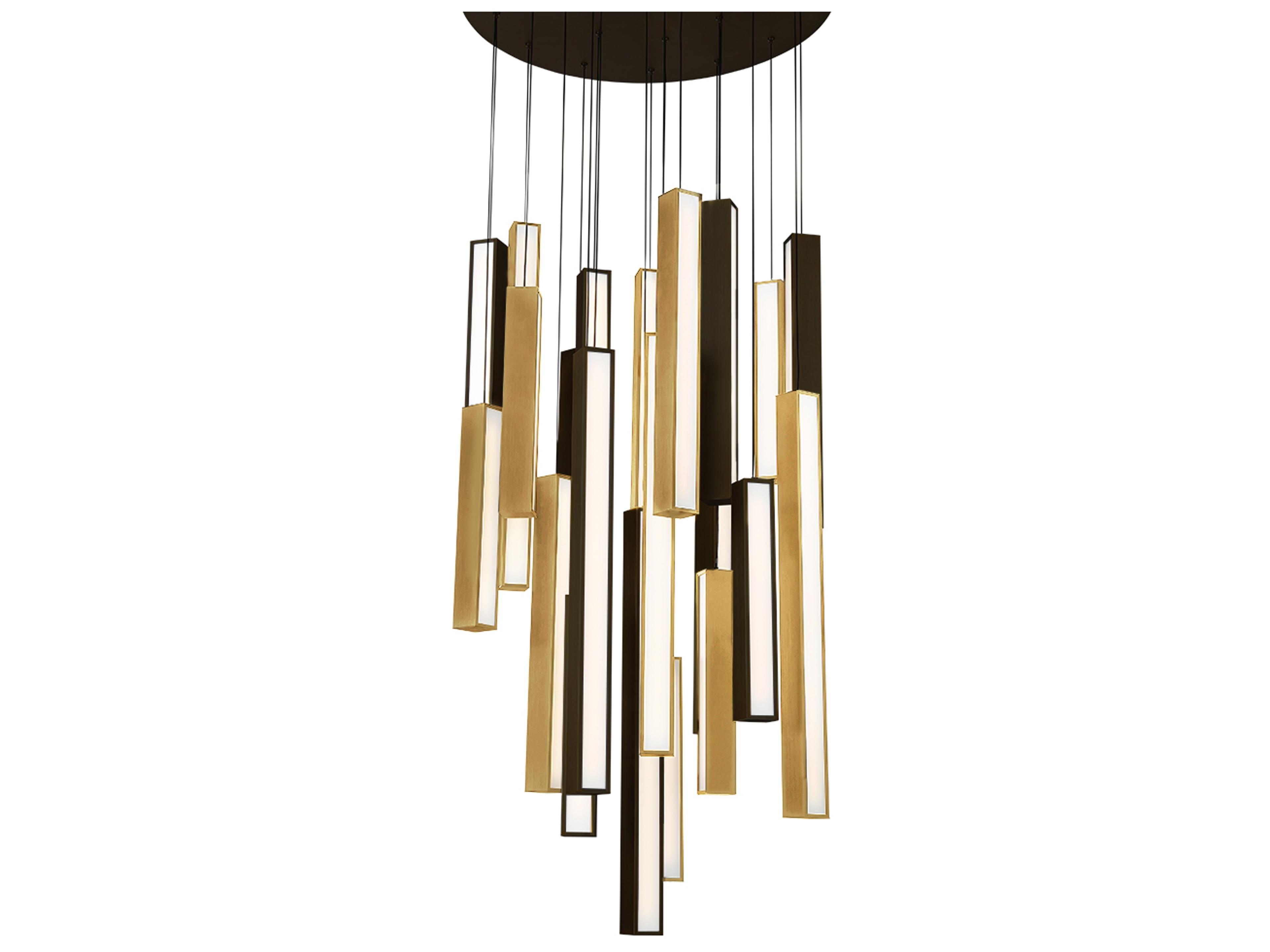 Modern Forms Chaos 21-Light Black Aged Brass LED Geometric Pendant