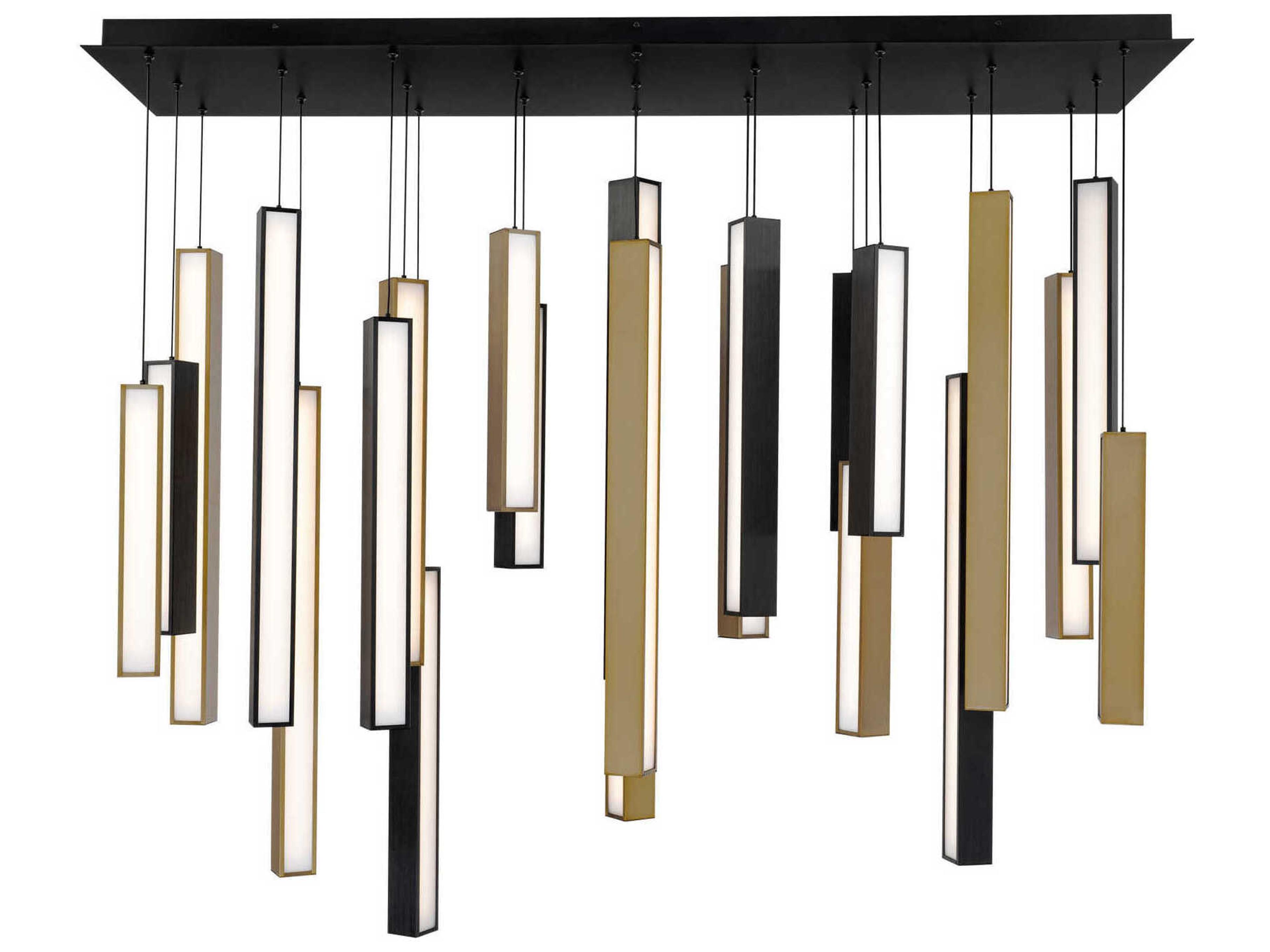 Modern Forms Chaos 23-Light Black Aged Brass Geometric Linear Island Pendant