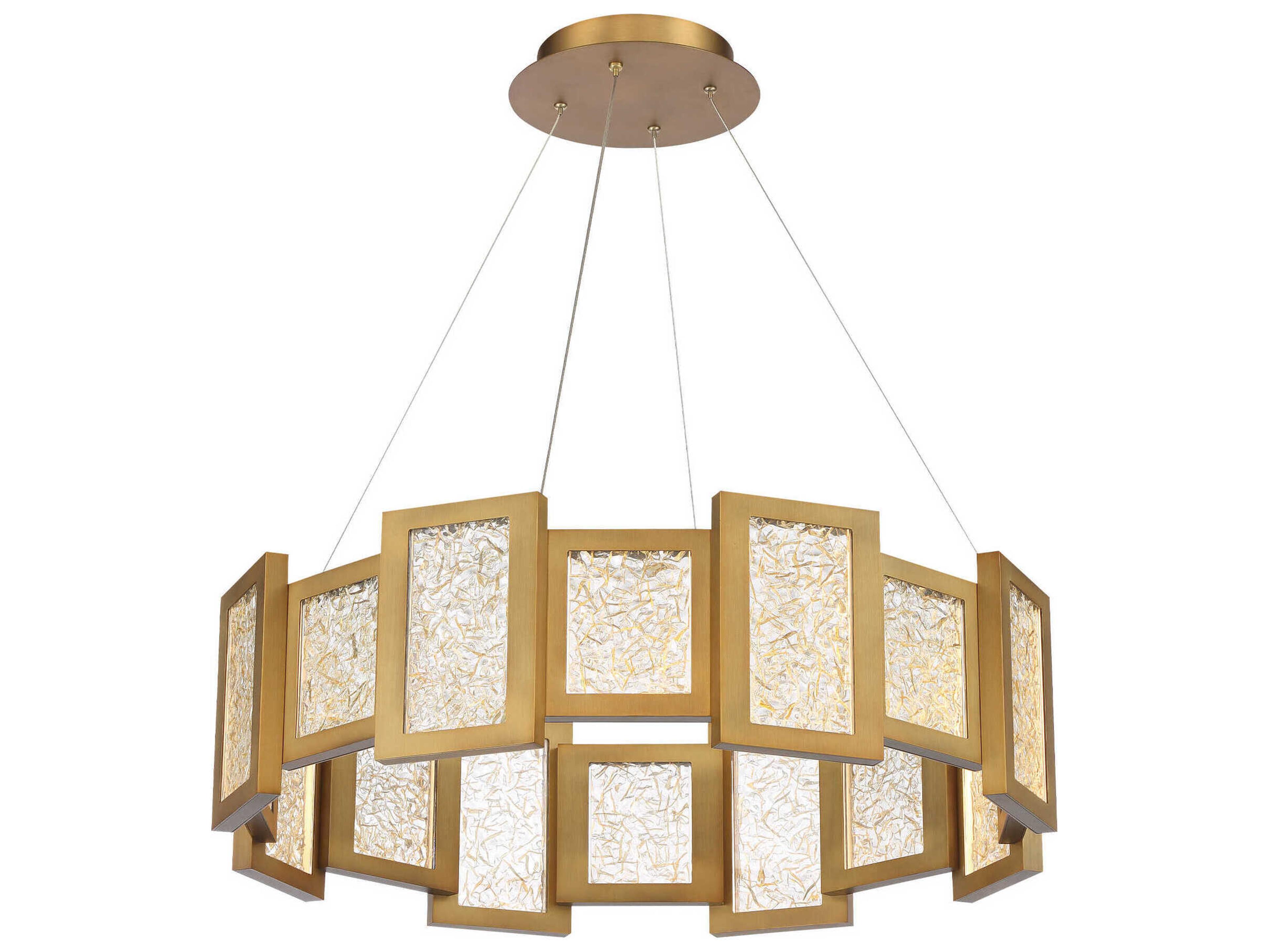 Modern Forms Fury 16-Light6-Light Aged Brass Glass LED Geometric Pendant