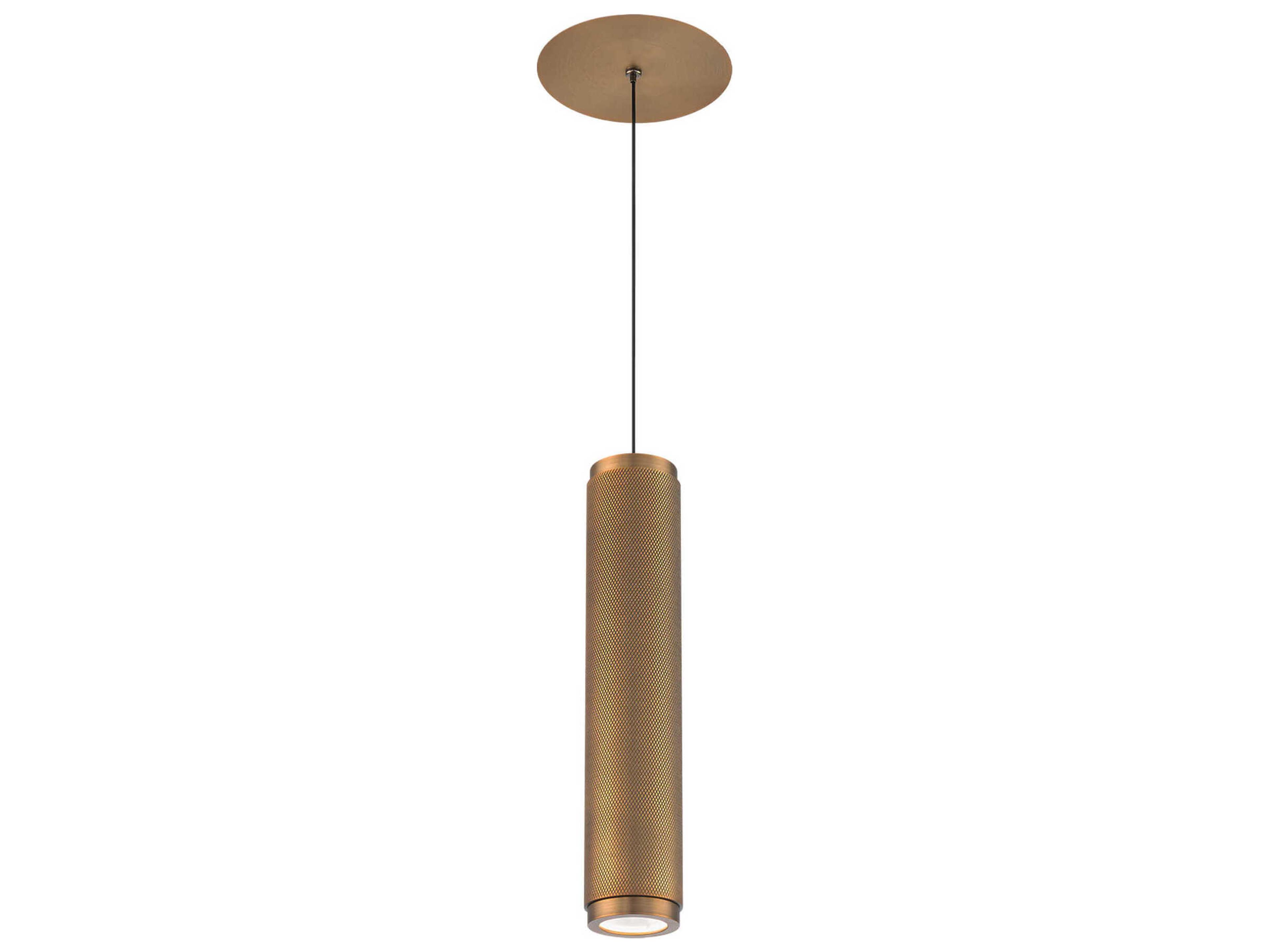 Modern Forms Burning Man 1-Light Aged Brass Glass LED Cylinder Mini Pendant