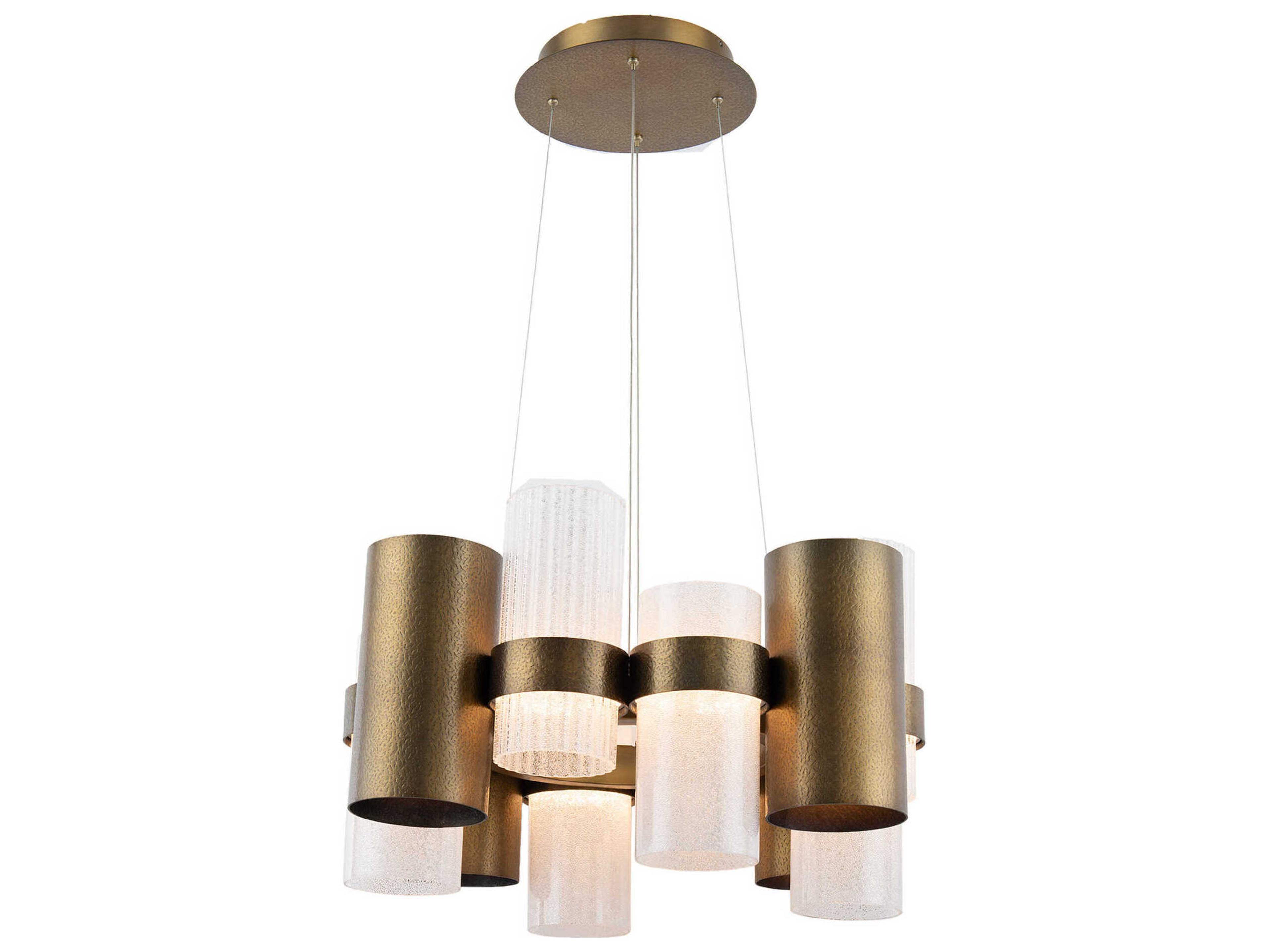 Modern Forms Harmony 12-Light Aged Brass Glass LED Cylinder Pendant