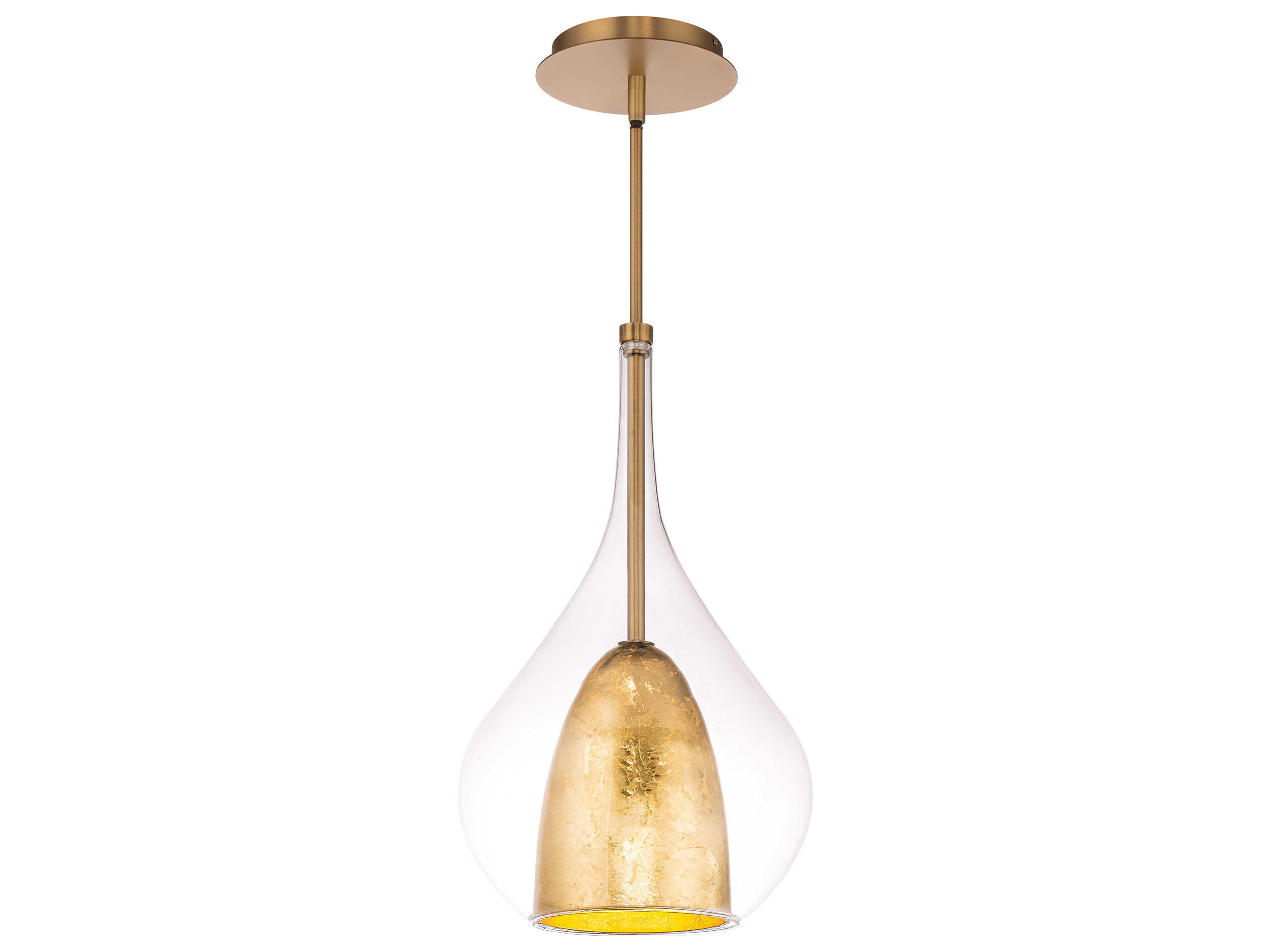 Modern Forms Helios 1-Light Aged Brass Gold Glass LED Mini Pendant