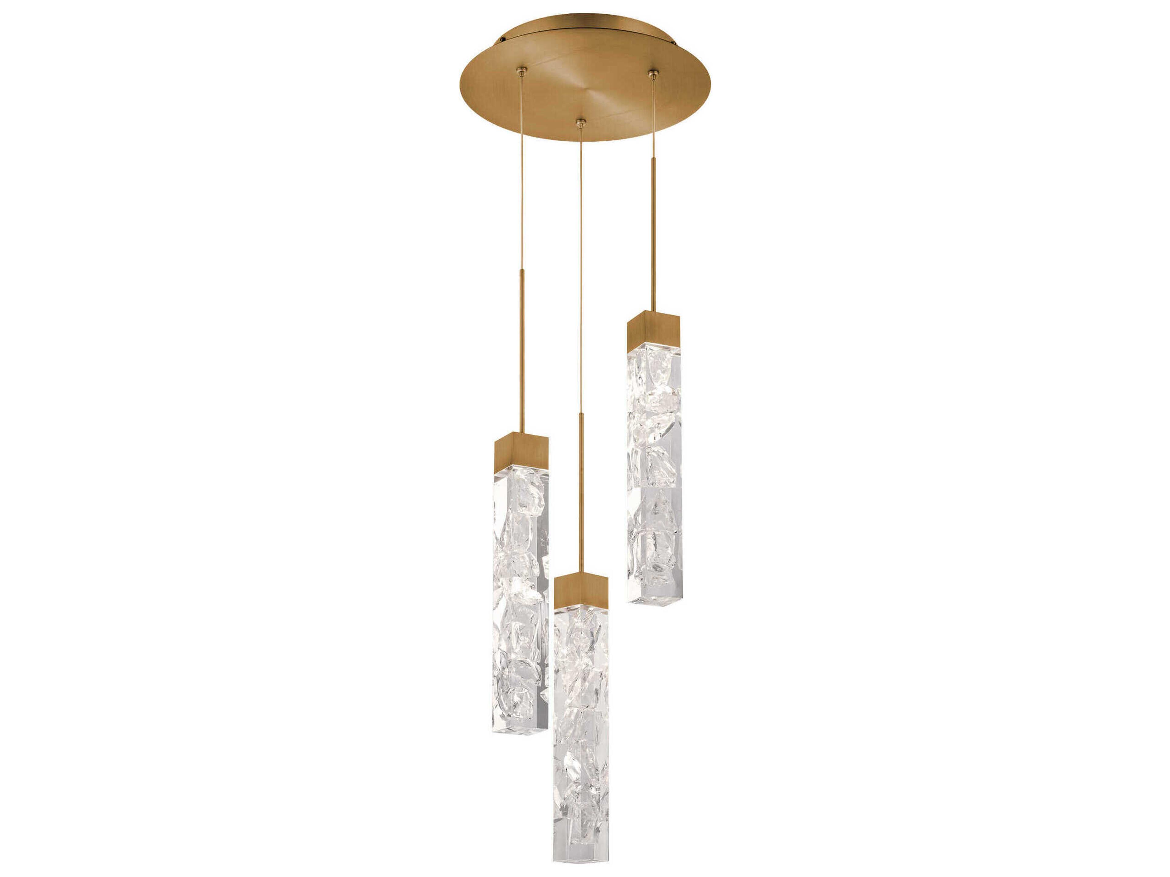 Modern Forms Minx 3-Light Aged Brass Crystal LED Linear Mini Pendant