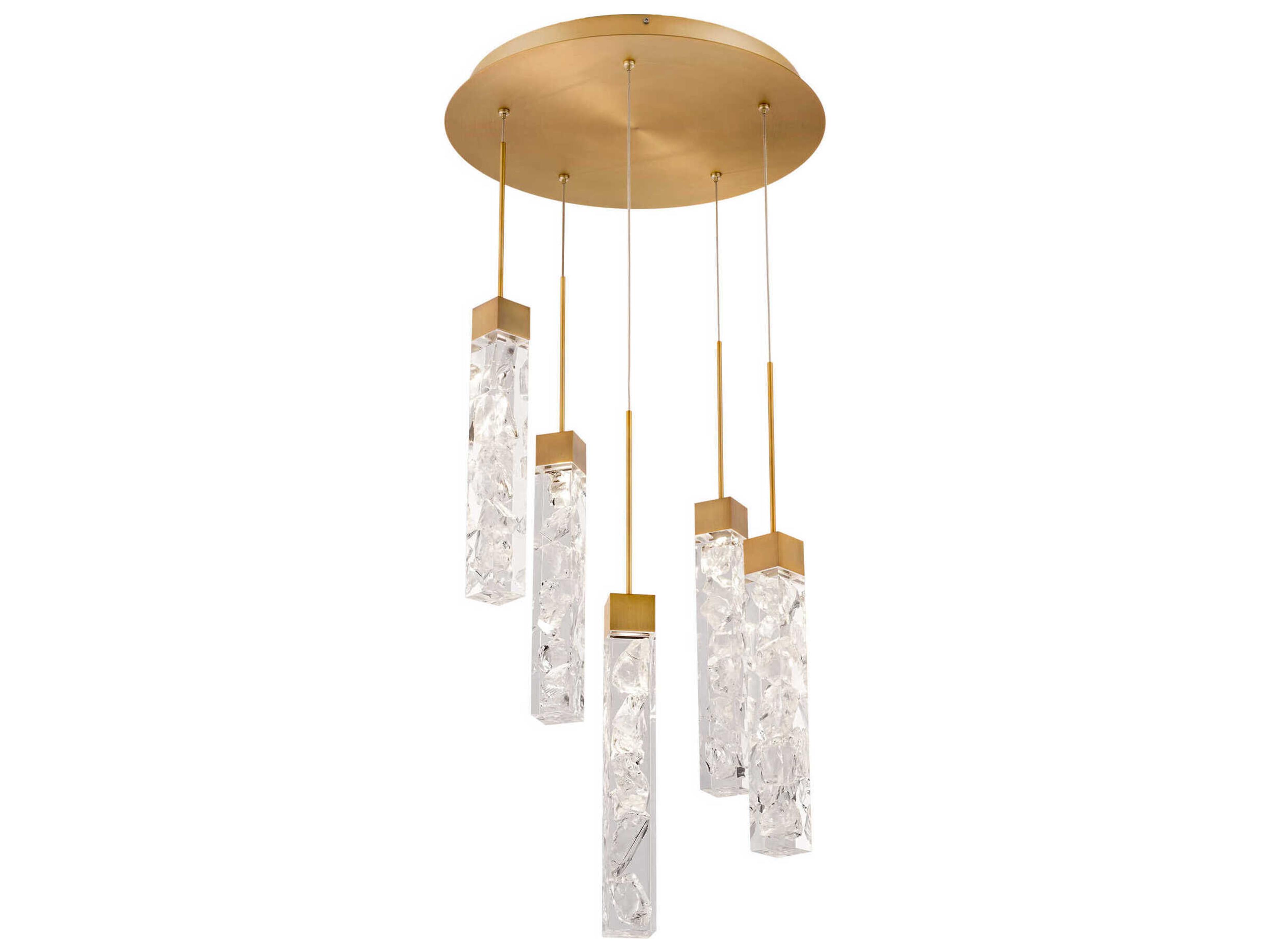 Modern Forms Minx 5-Light Aged Brass Crystal LED Linear Pendant