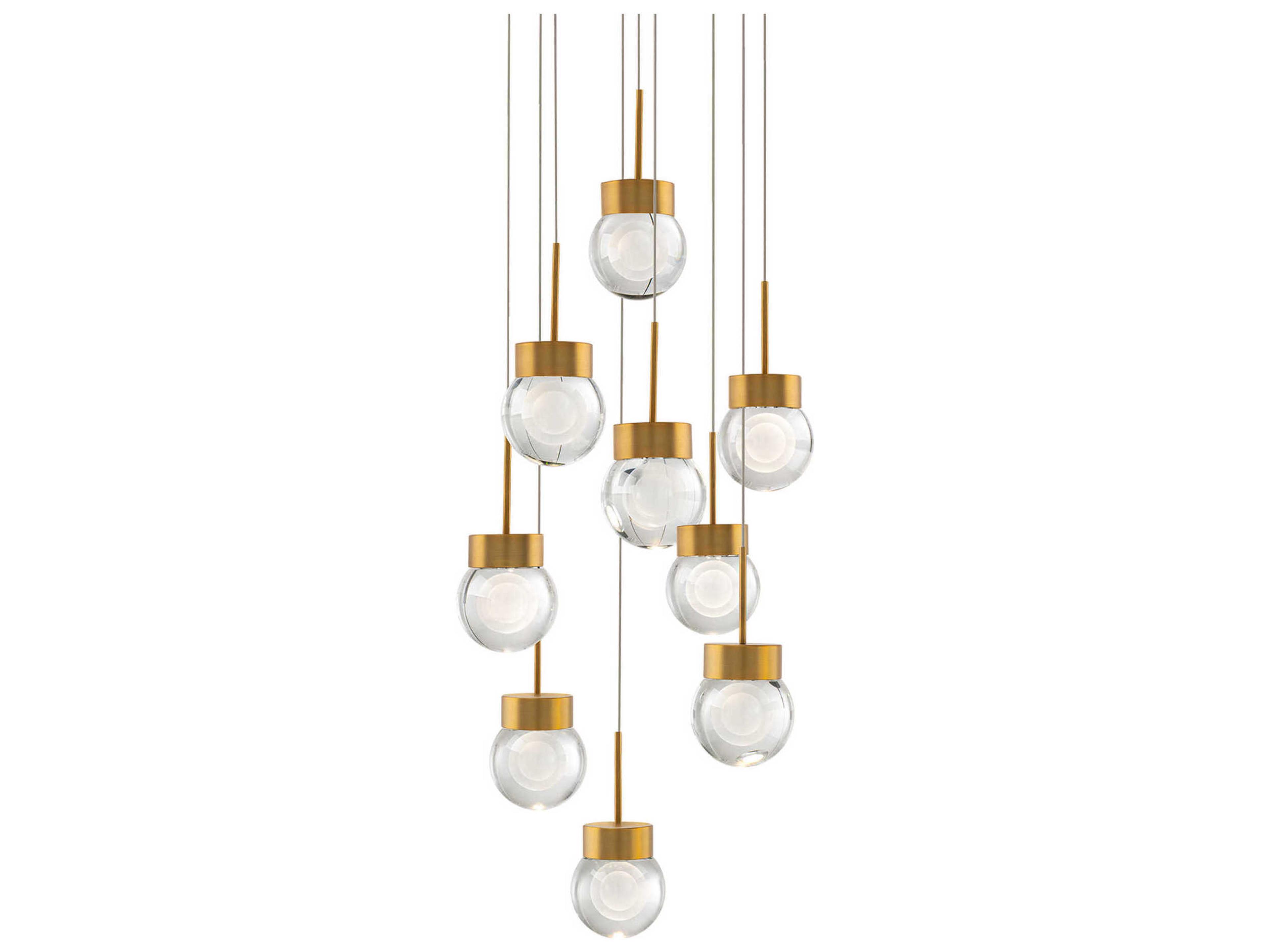 Modern Forms Double Bubble 9-Light Aged Brass Globe Pendant