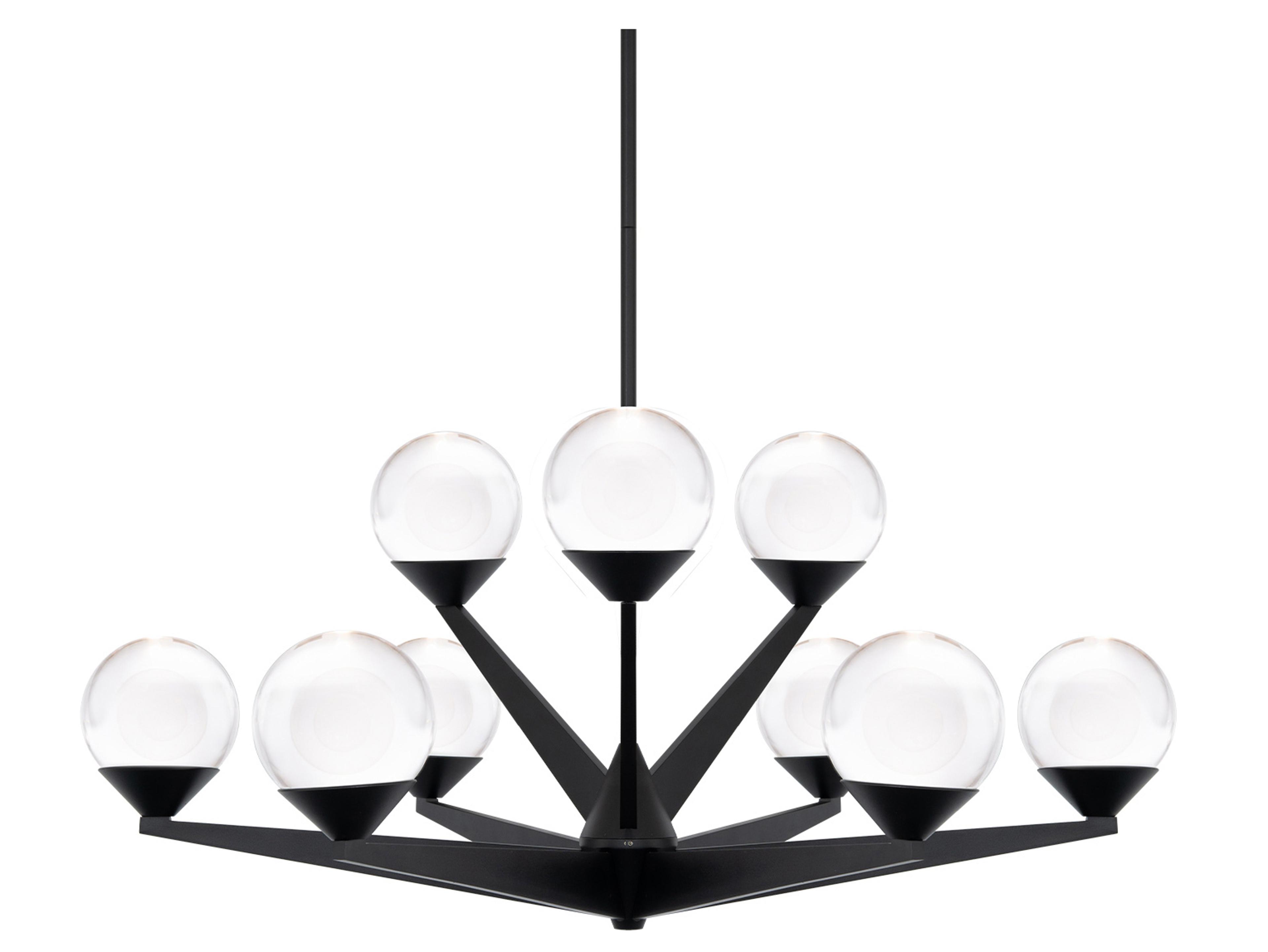 Modern Forms Double Bubble 9-Light Black Glass LED Globe Tiered Chandelier