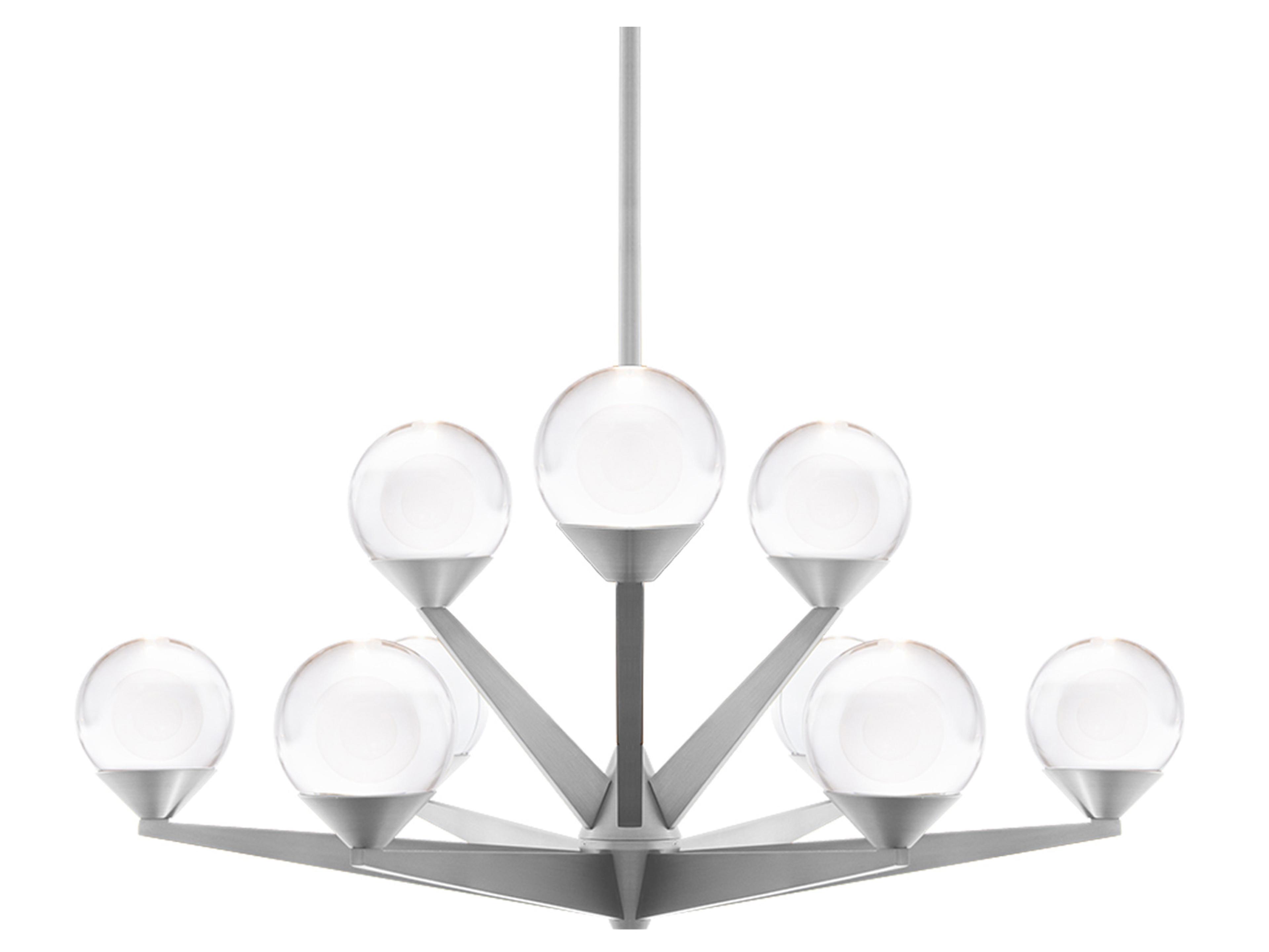 Modern Forms Double Bubble 9-Light Satin Nickel Glass LED Globe Tiered Chandelier