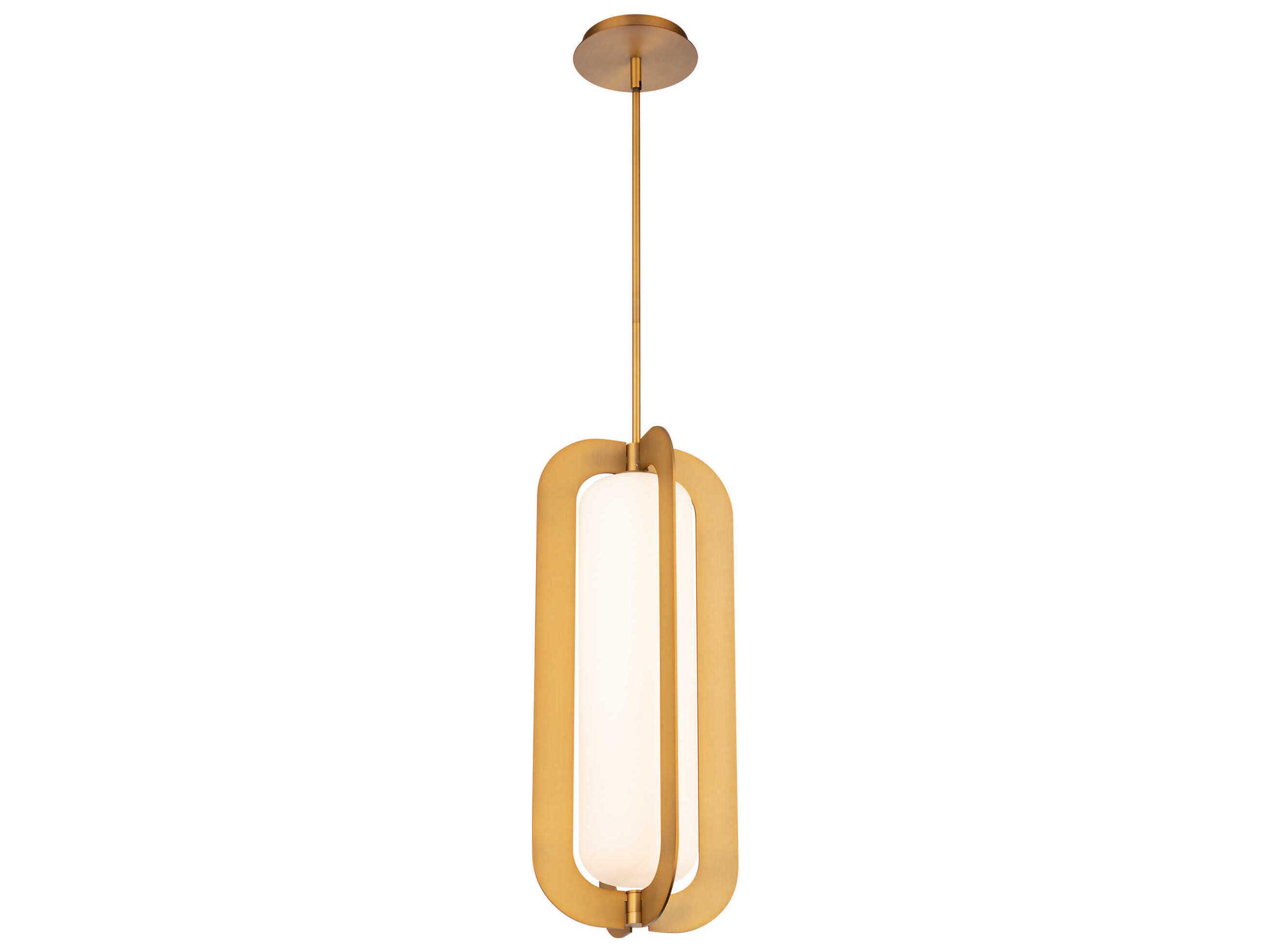 Modern Forms Echelon 1-Light Aged Brass Glass LED Cylinder Mini Pendant