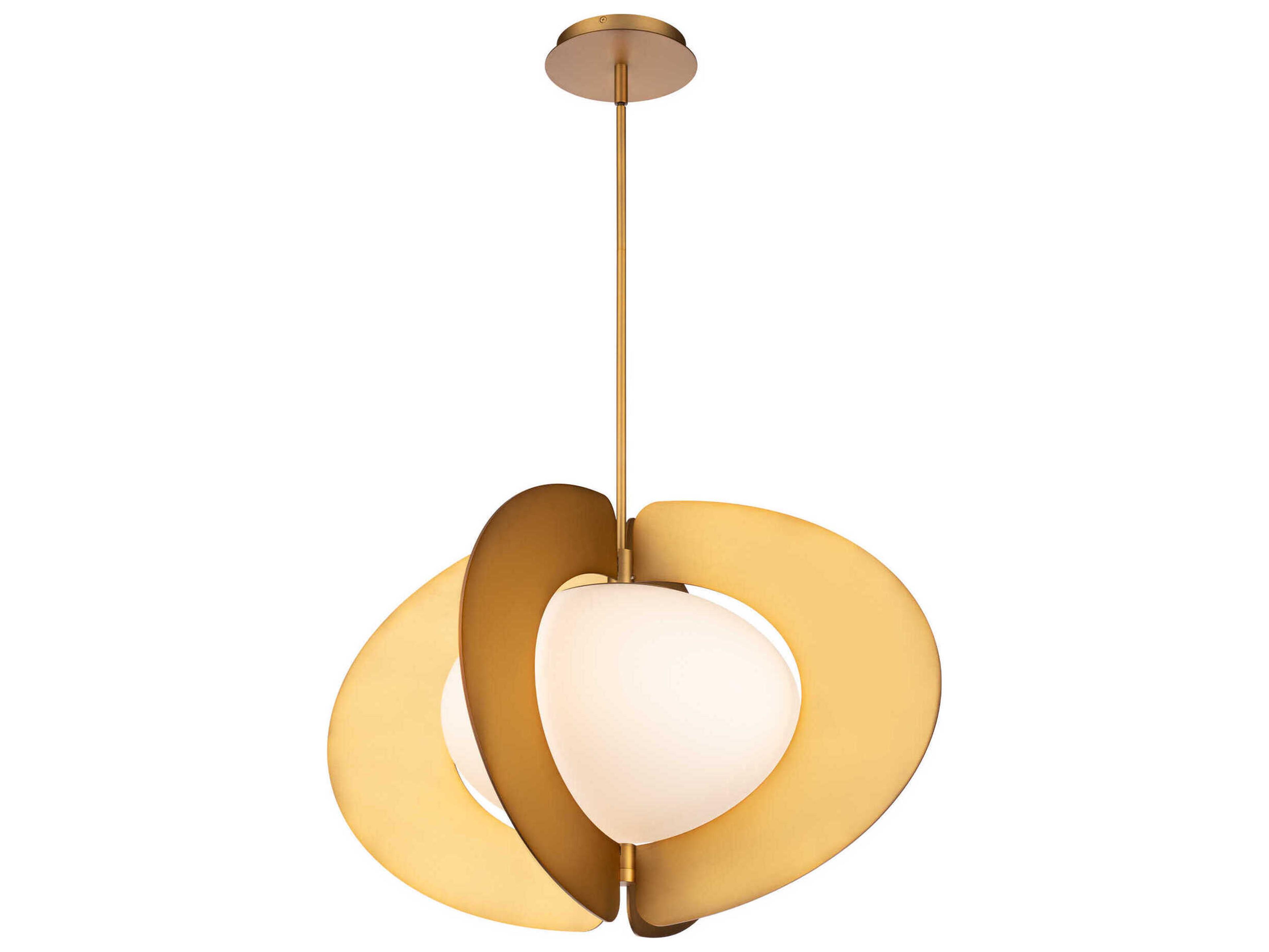 Modern Forms Echelon 1-Light Aged Brass Glass LED Geometric Pendant