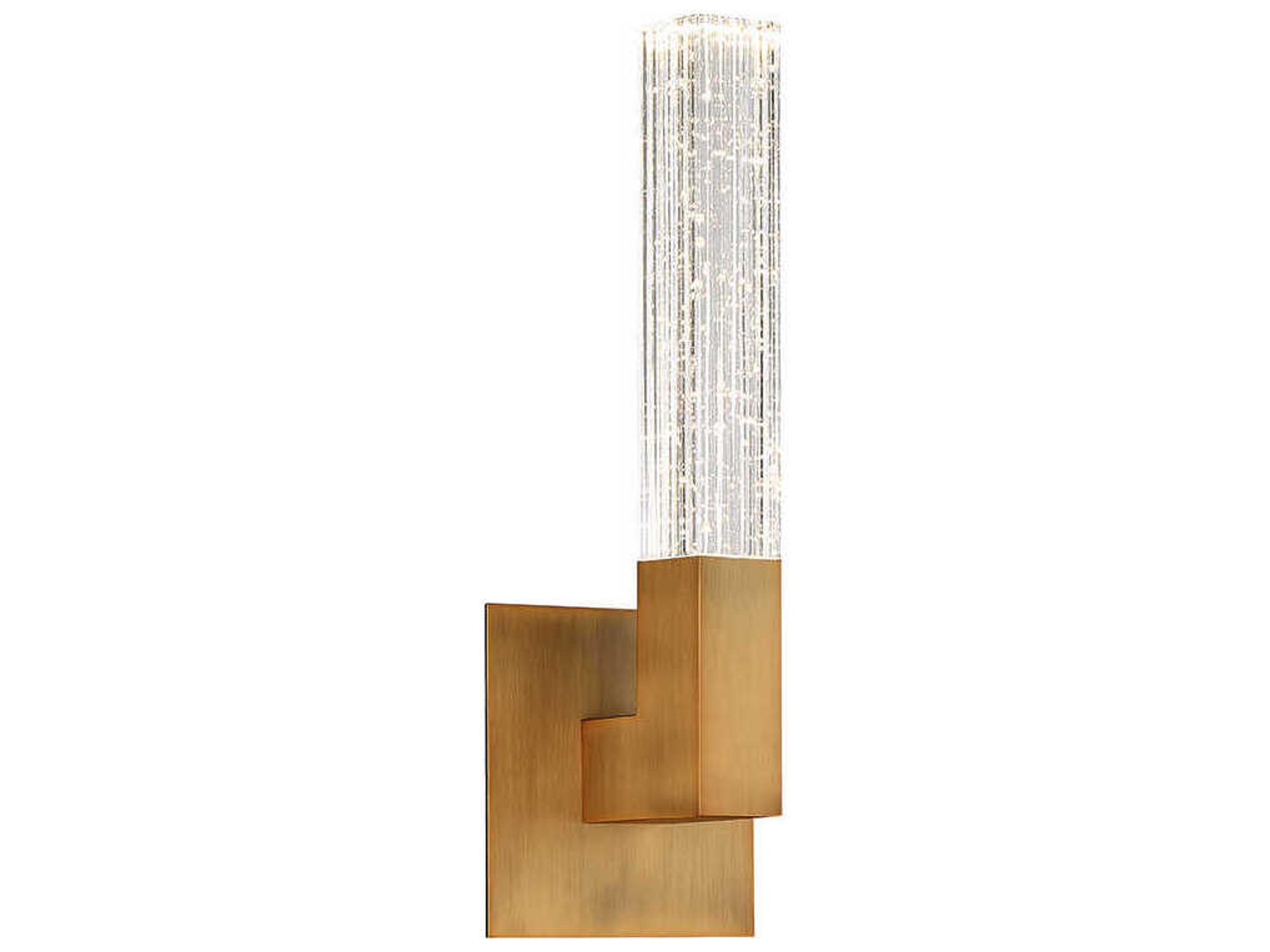 Modern Forms Cinema 1-Light Aged Brass Crystal LED Wall Sconce