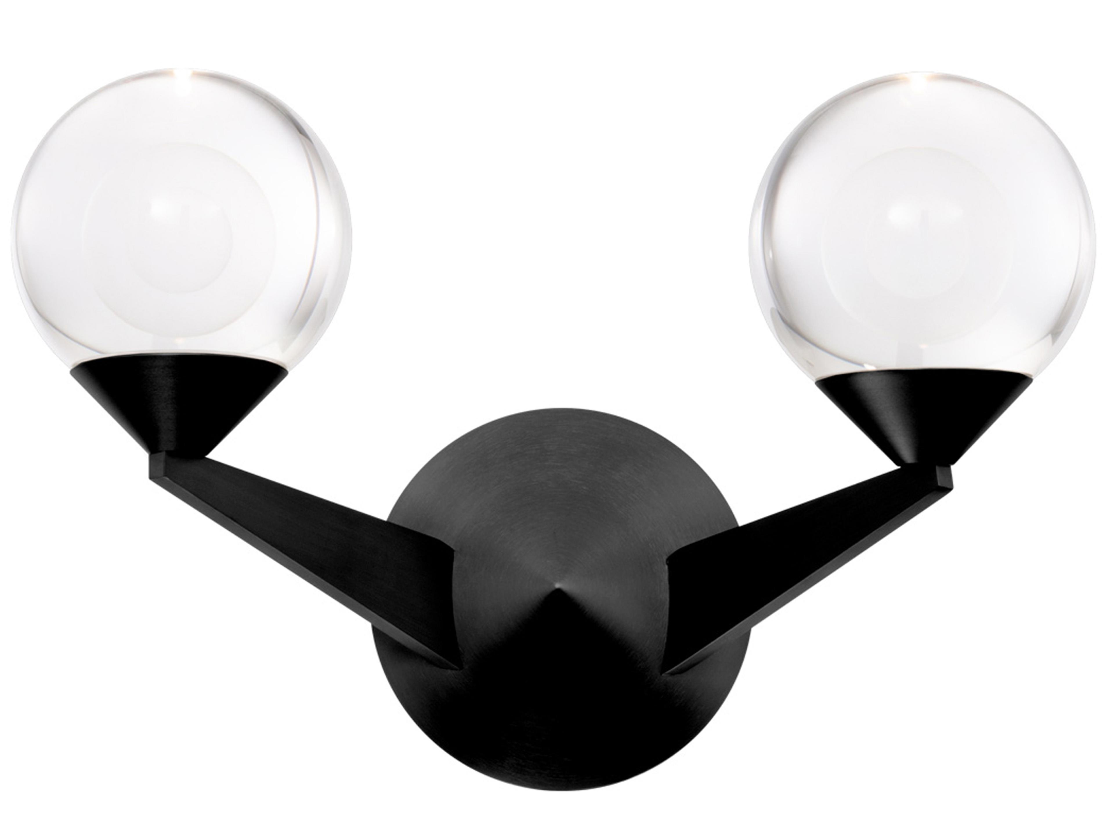 Modern Forms Double Bubble 2-Light Black Crystal LED Wall Sconce