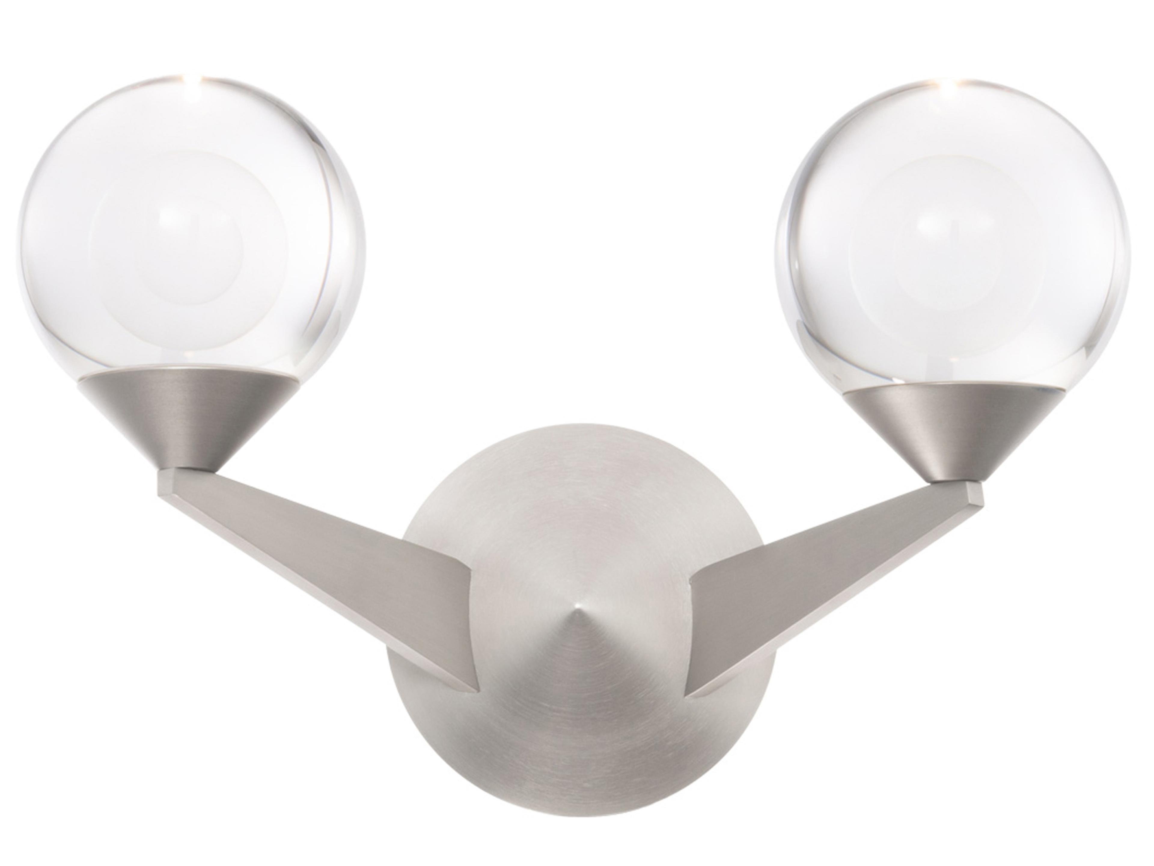 Modern Forms Double Bubble 2-Light Satin Nickel Crystal LED Wall Sconce