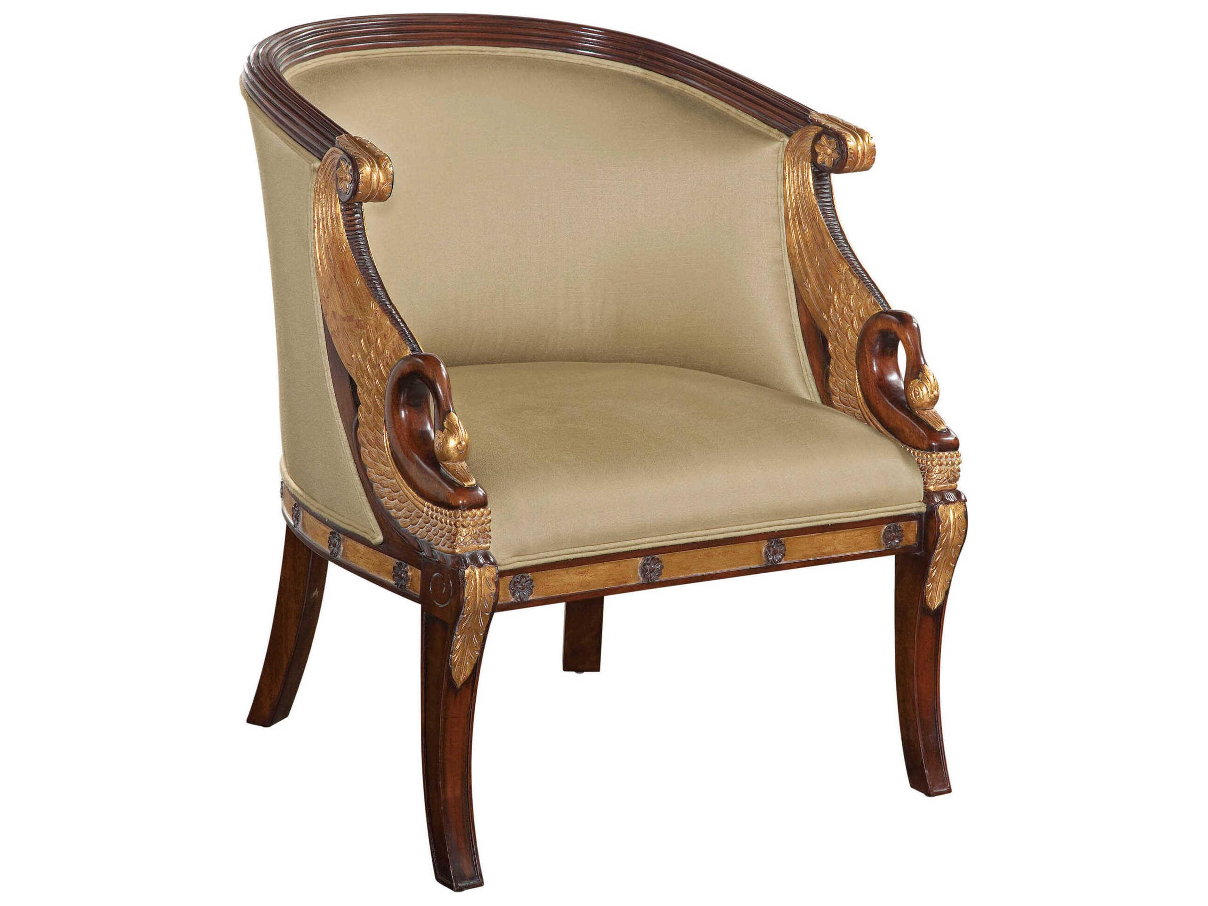 Maitland Smith Swan Brown Fabric Accent Chair