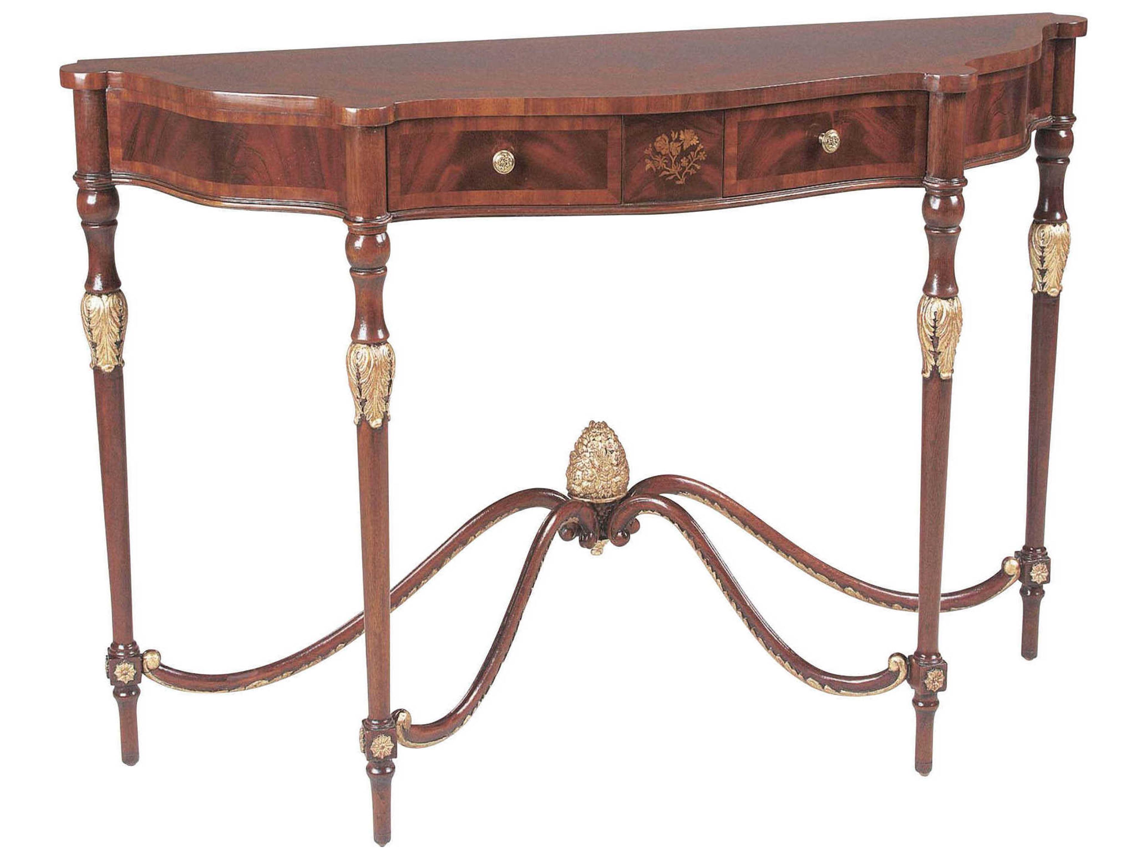 Maitland Smith Nathan Demilune Wood Mahogany Console Table