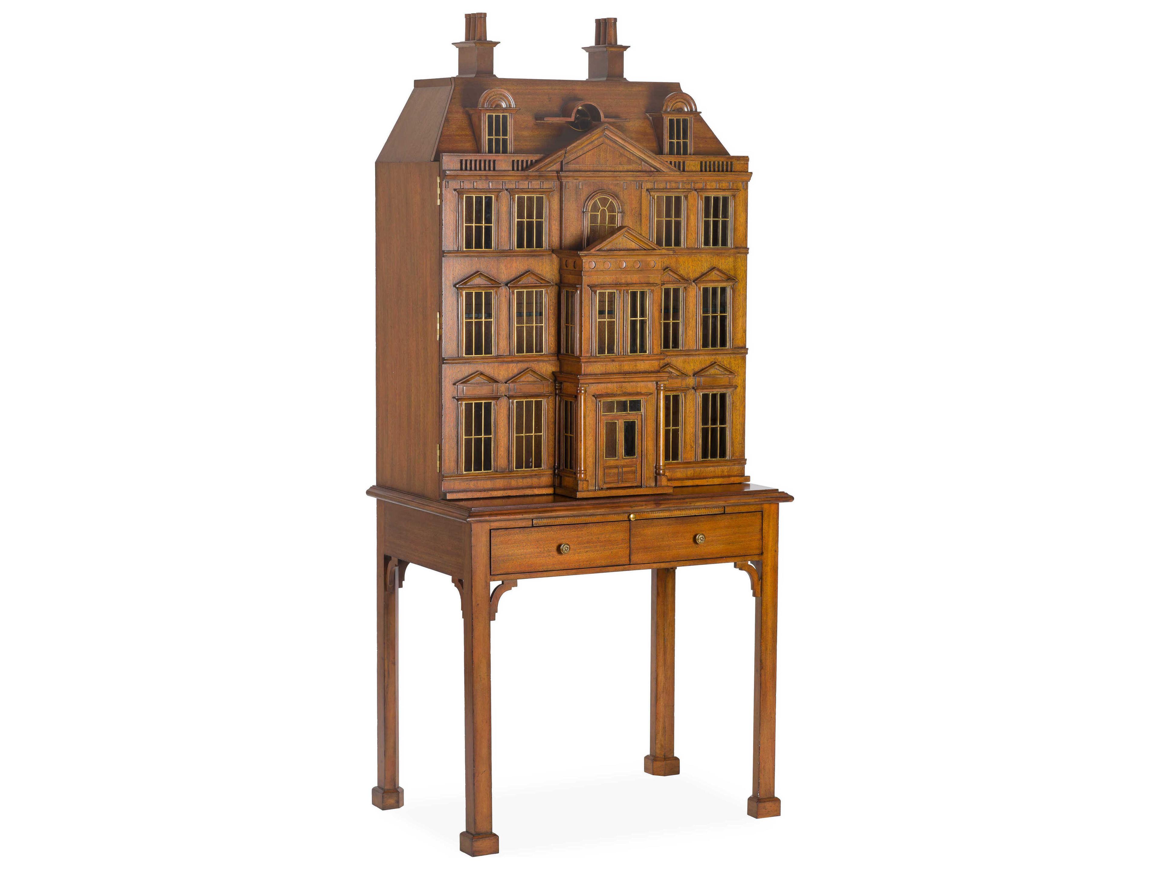 Maitland Smith Brown Mahogany Wood Bar Cabinet