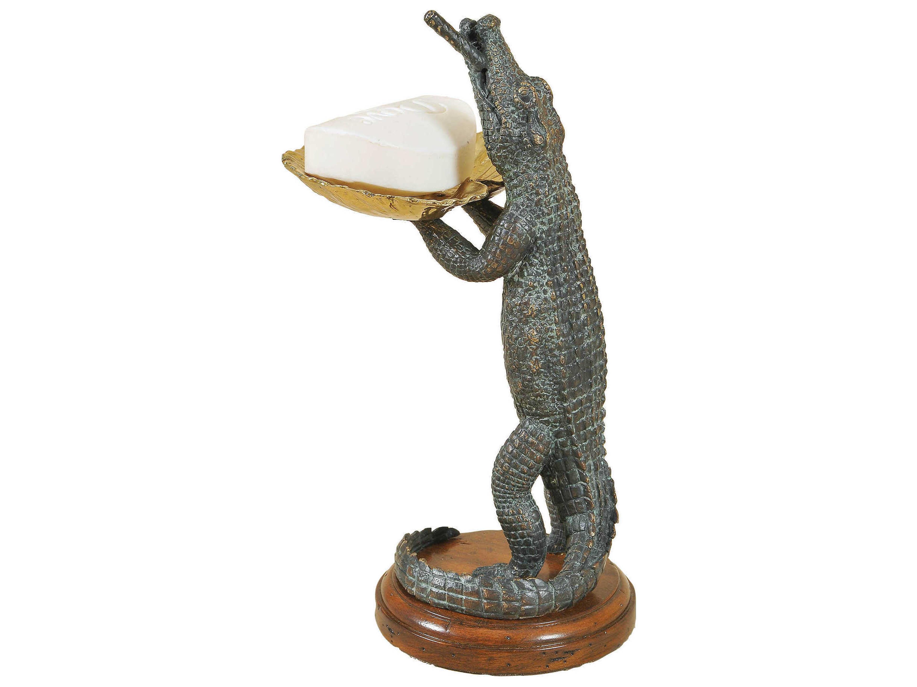 Maitland Smith Verdigris Cast Brass Alligator Soap Dish