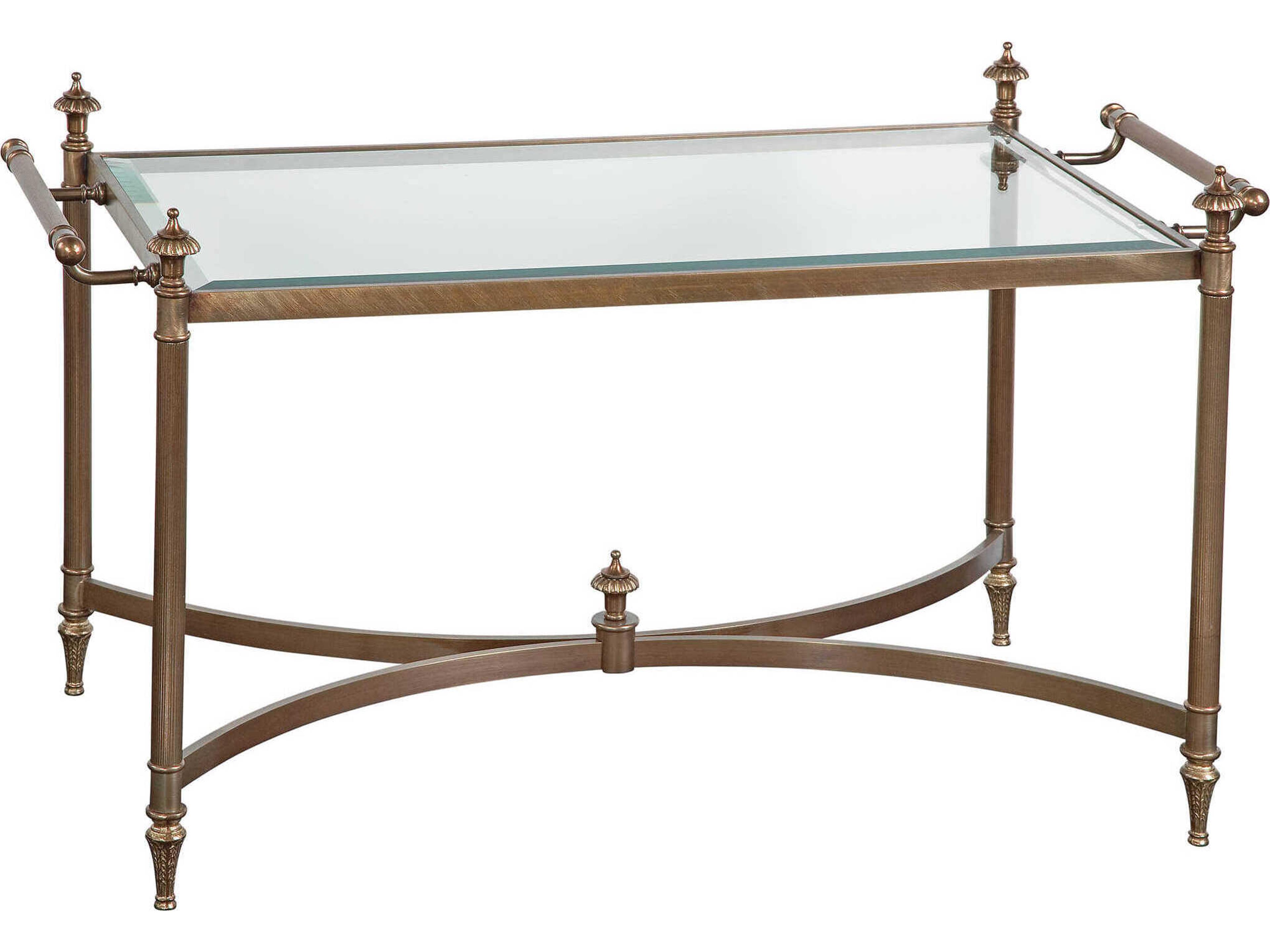 Maitland Smith Asher Rectangular Glass Antiqued Cast Brass Cocktail Table